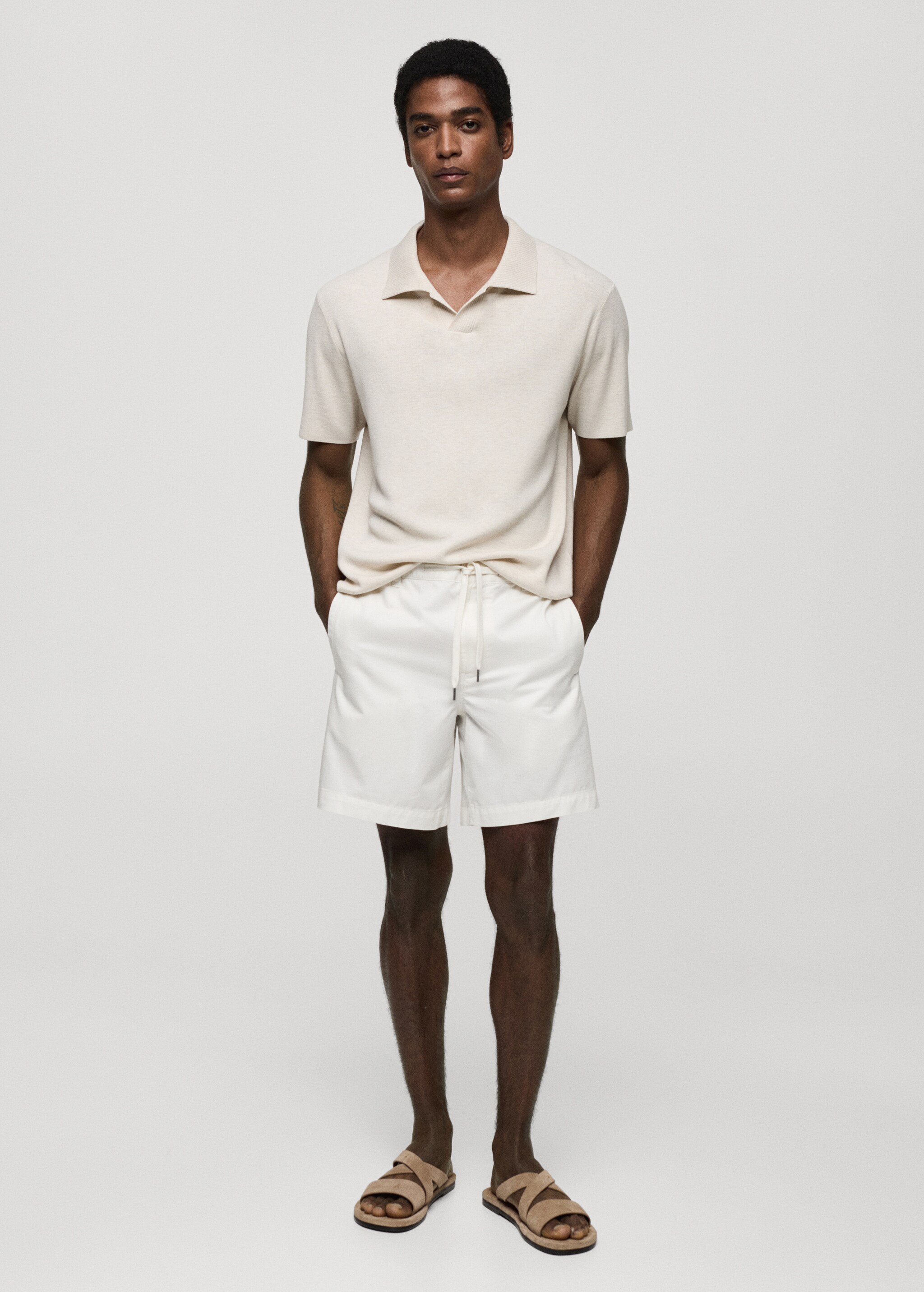 100% cotton drawstring Bermuda shorts - General plane