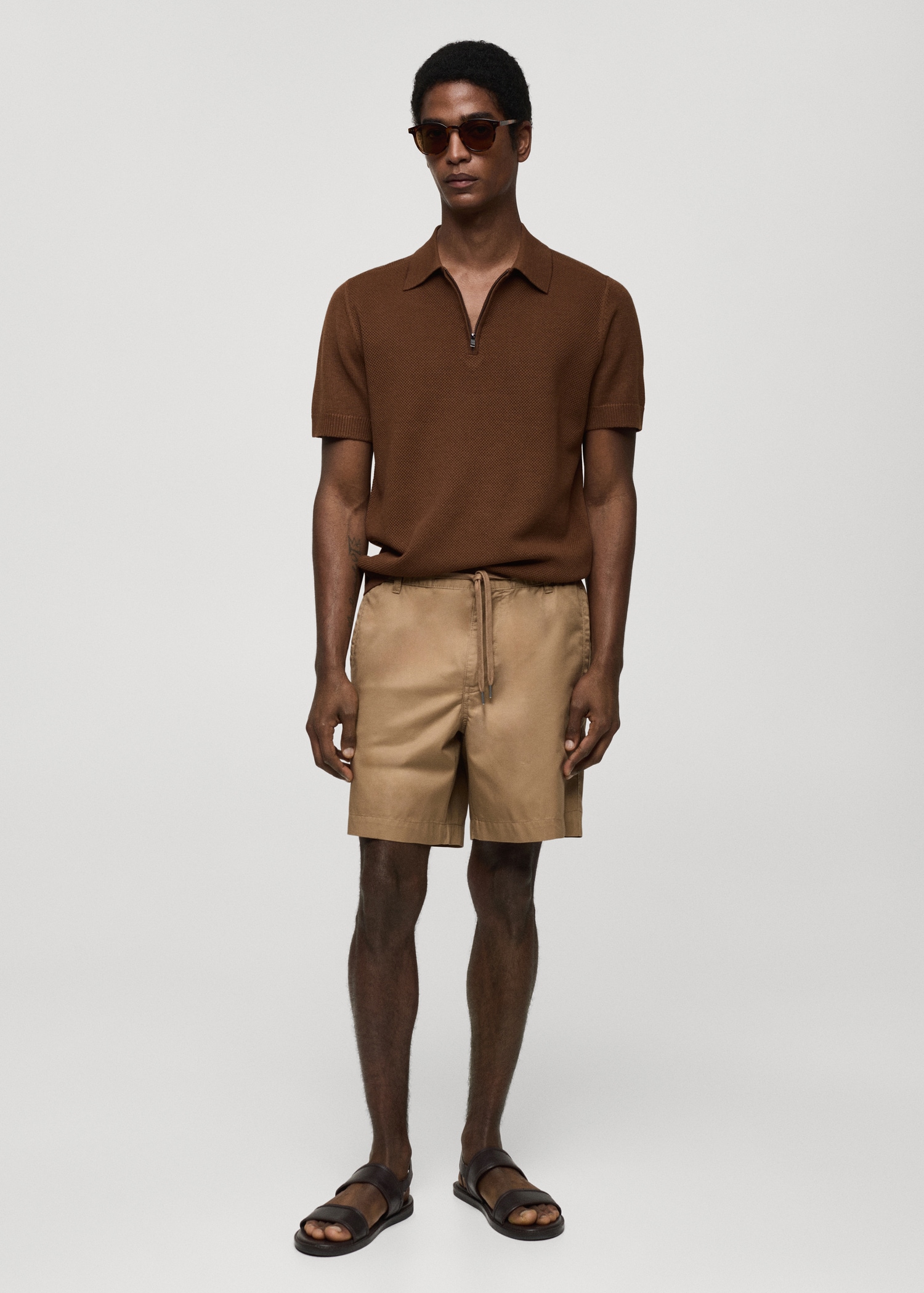 100% cotton bermuda shorts with drawstring Men MANGO Lebanon