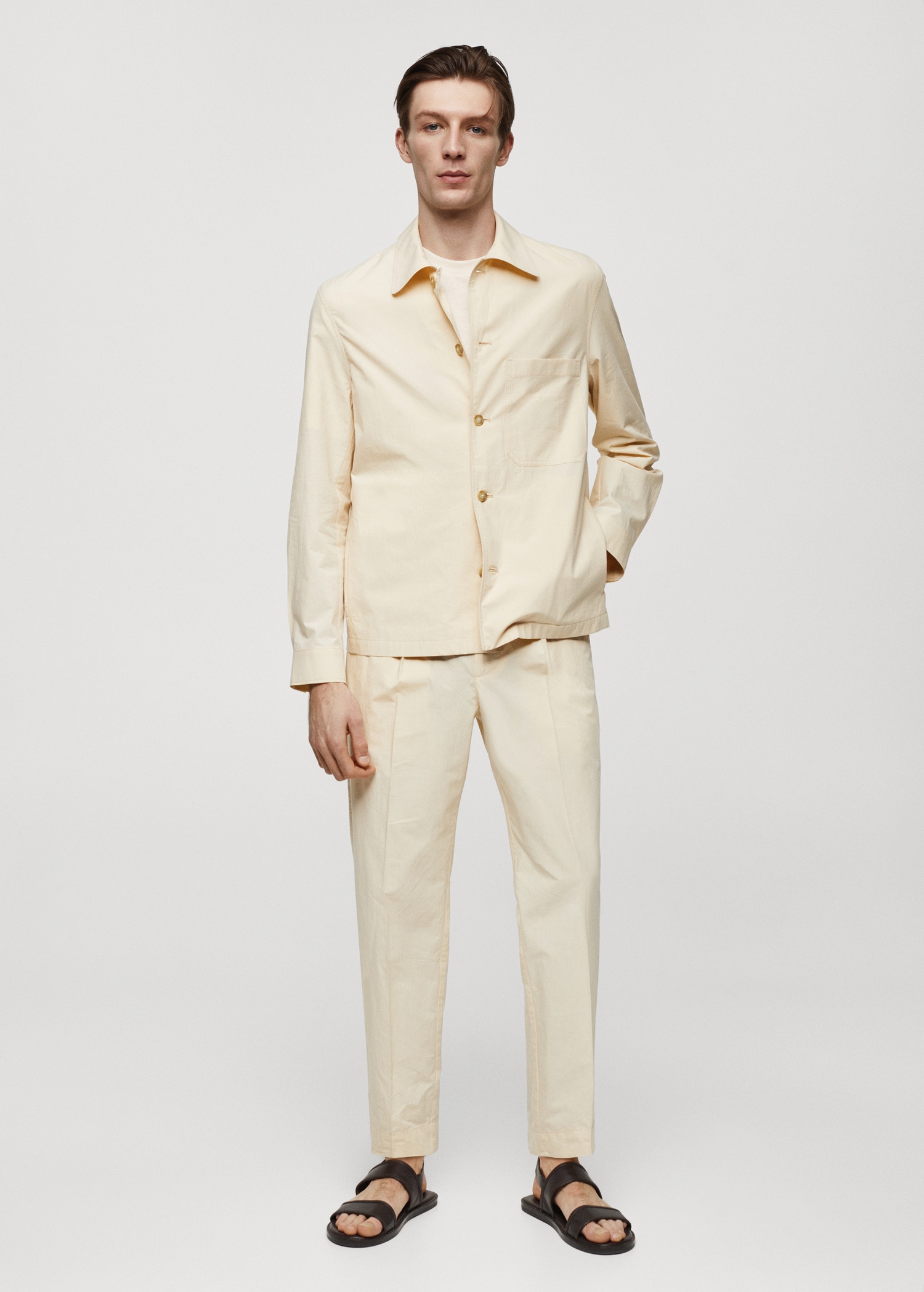 100% cotton overshirt with pocket - General plane
