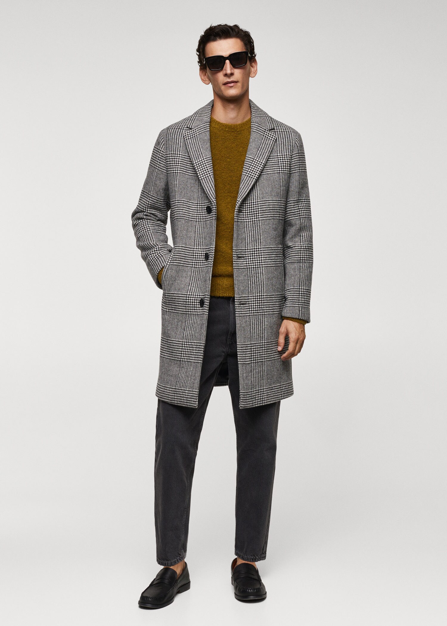 Manteau laine à carreaux prince-de-galles | MANGO