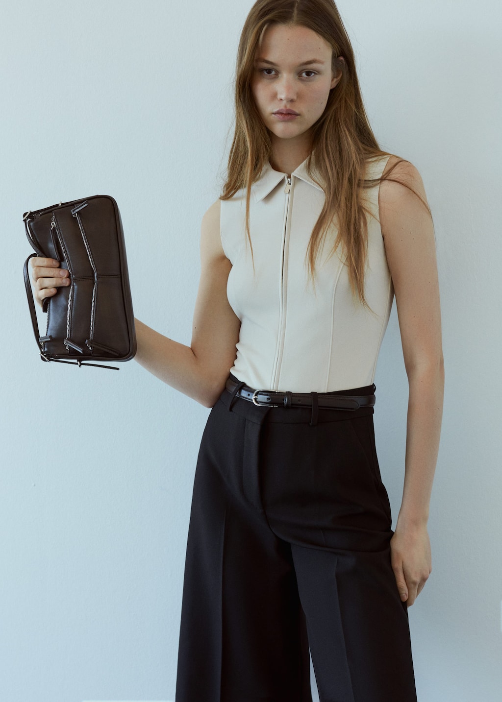 Mango black solid store sling bag