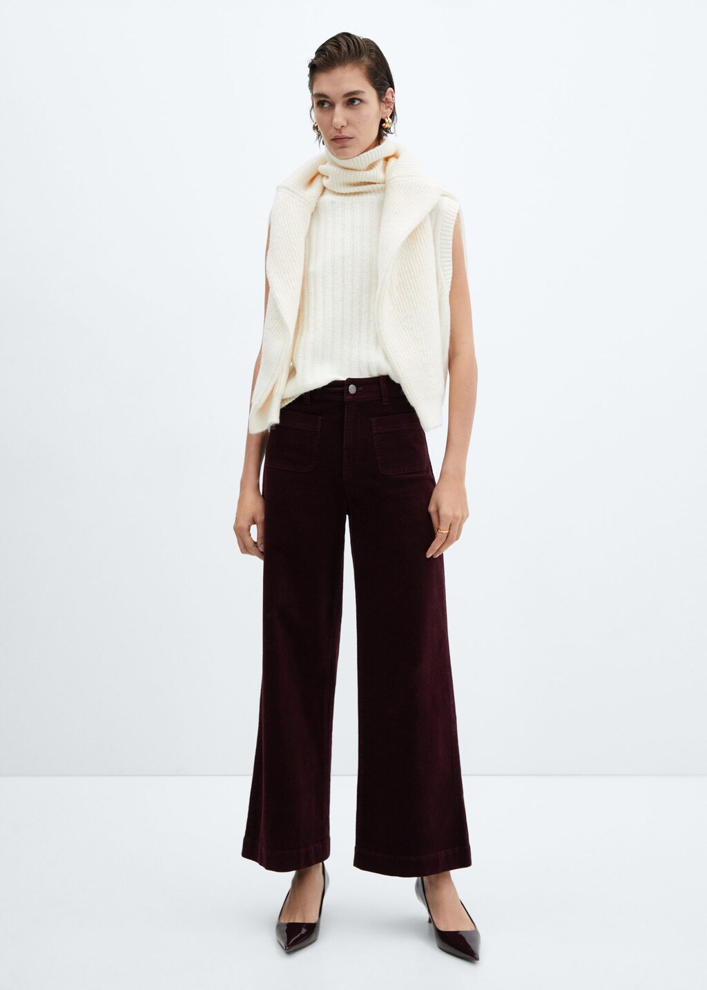 Corduroy culotte pants