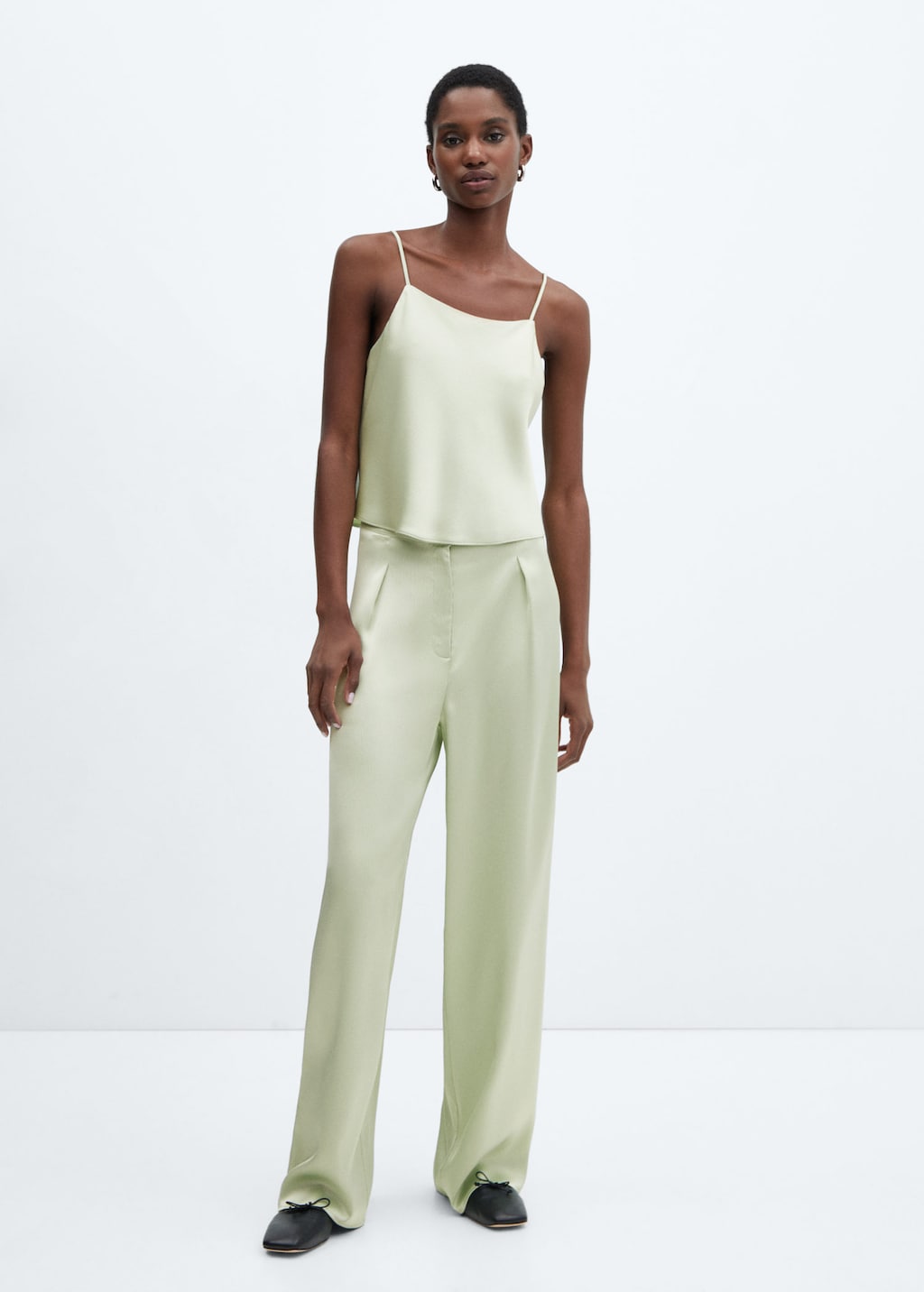 Green satin top zara outlet