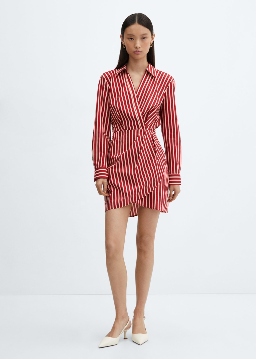 Mango striped 2025 wrap dress