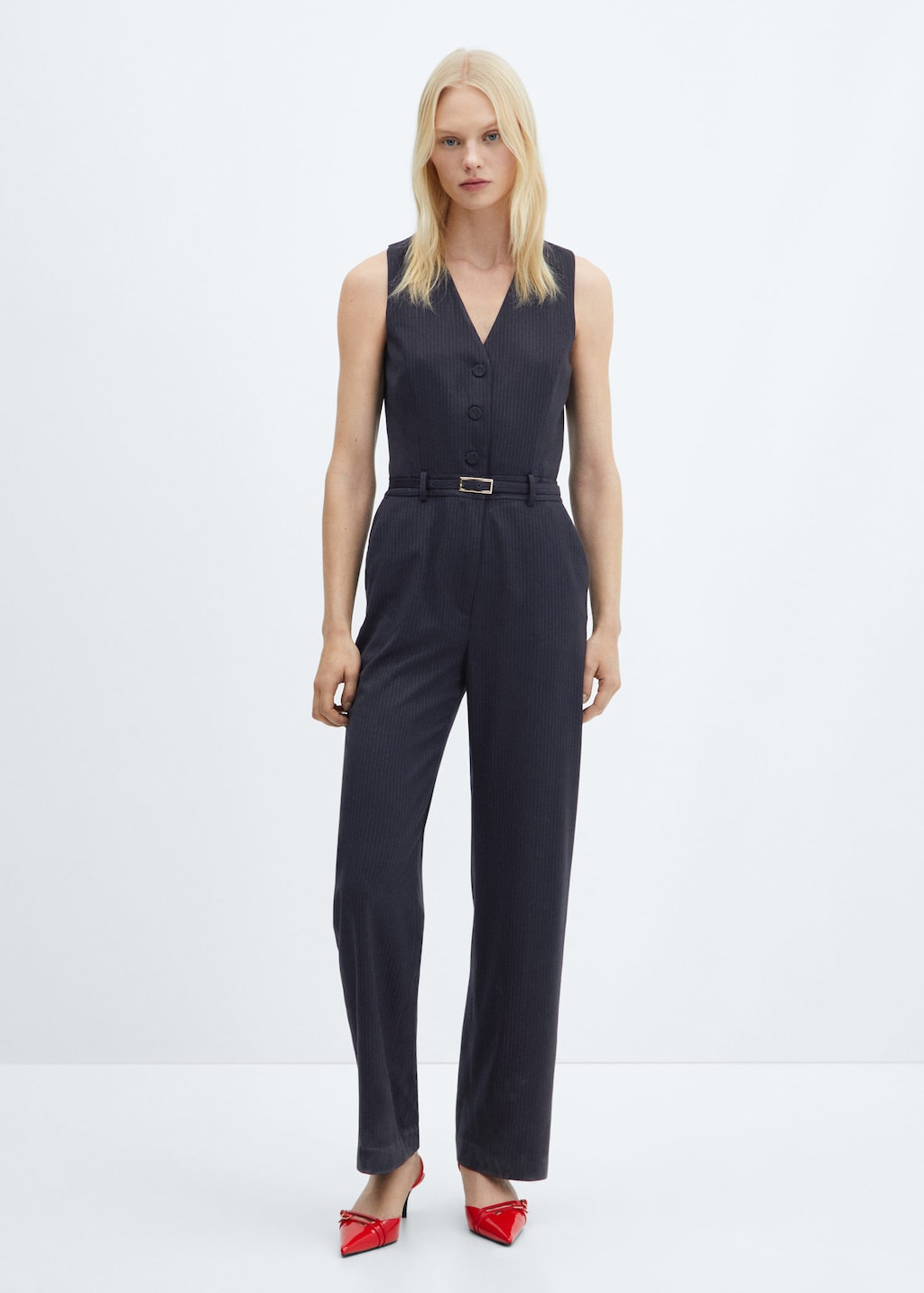 Striped long jumpsuit