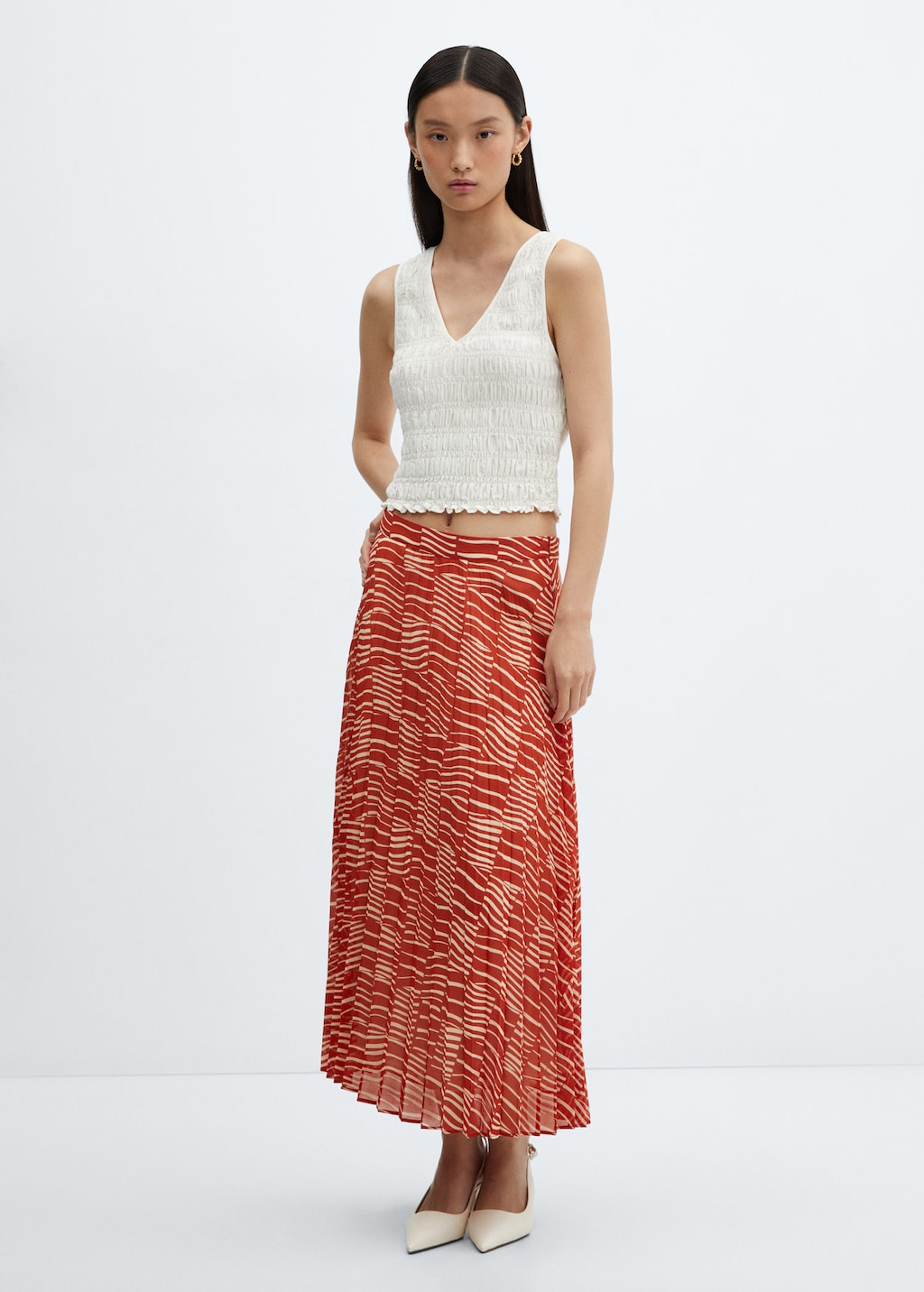 Mango red top midi skirt