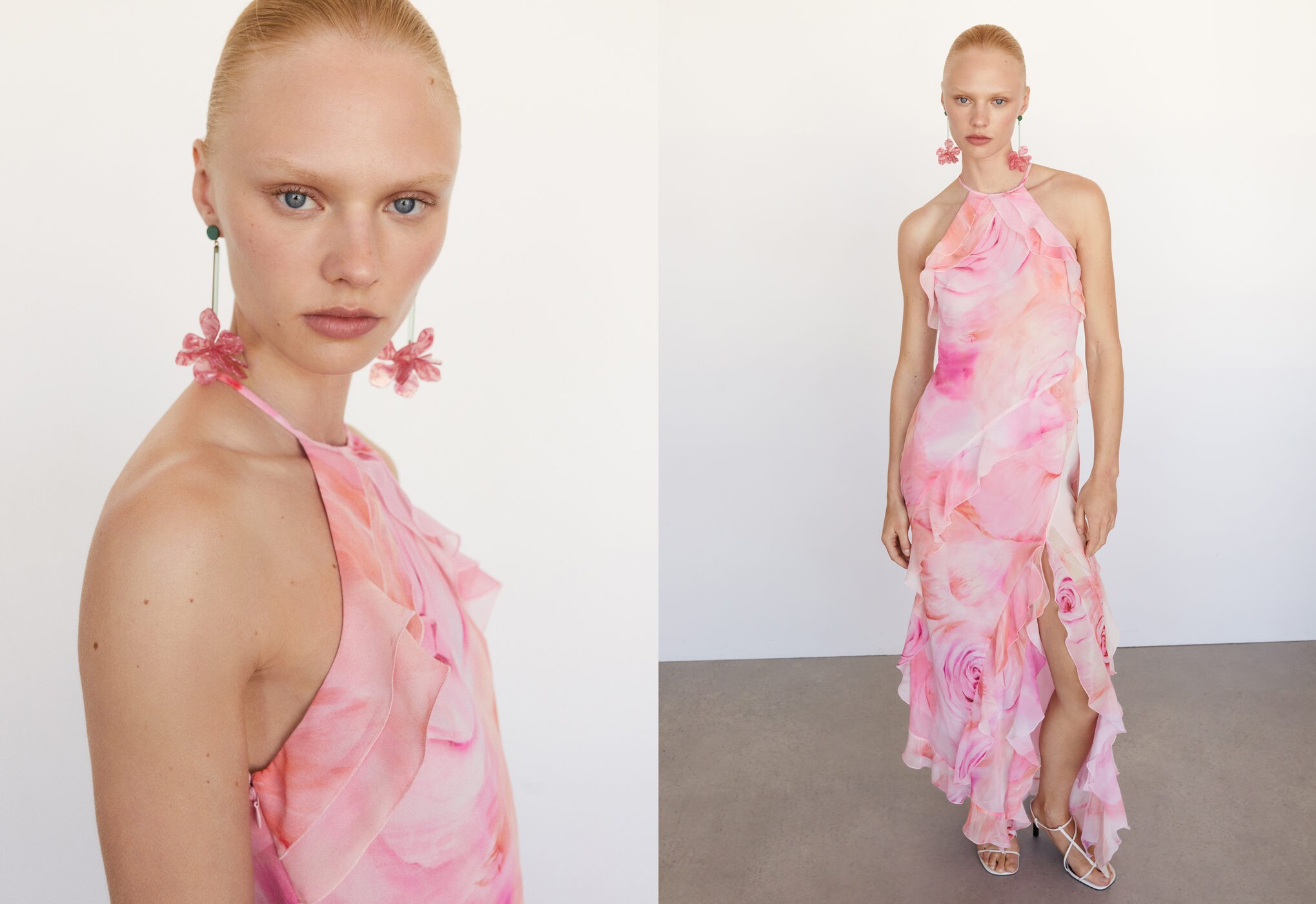 Florales Kleid mit Rüschen - Panoramaansicht