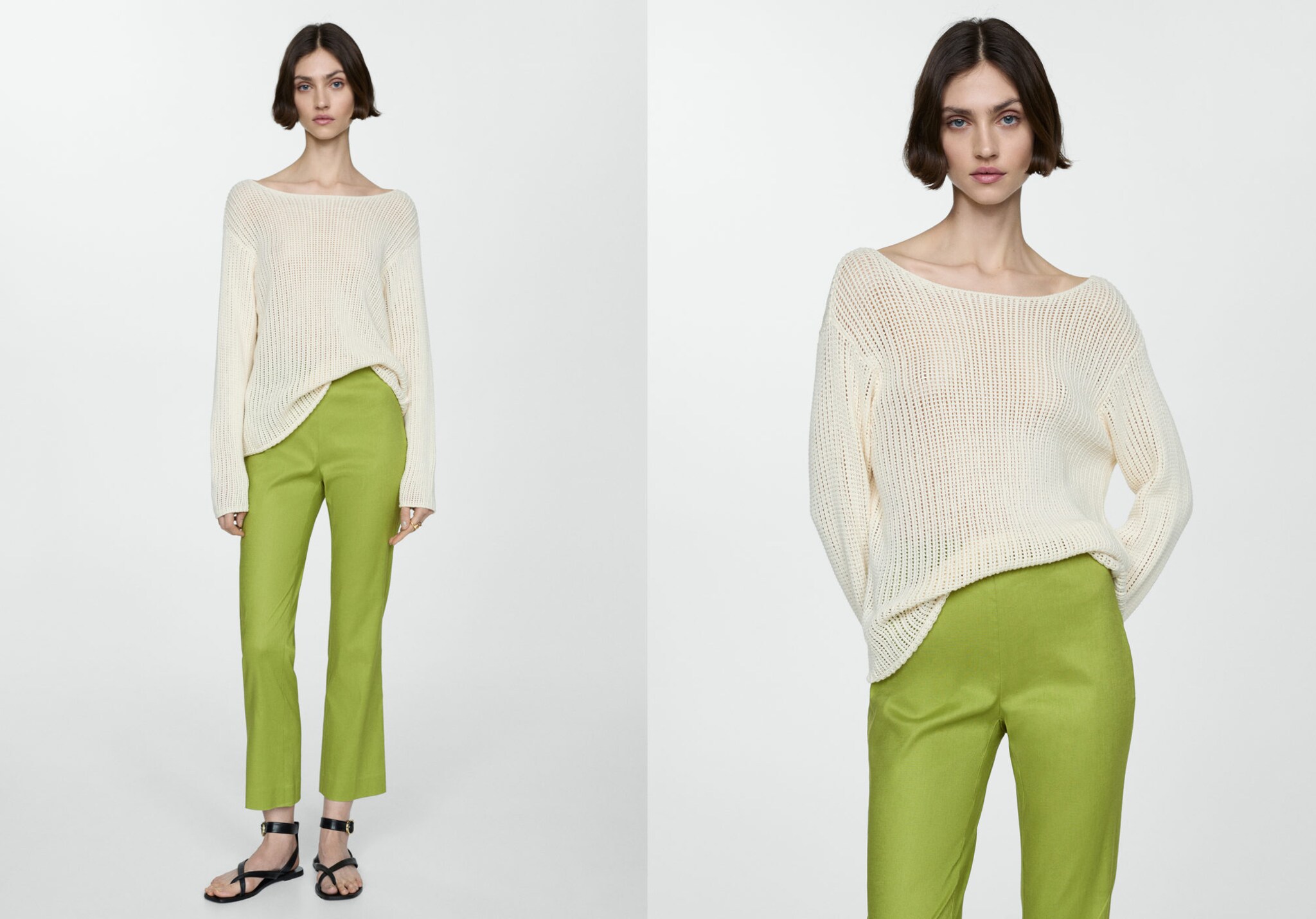 بنطلون كتان واسع من الكتان - رؤية بانورامية