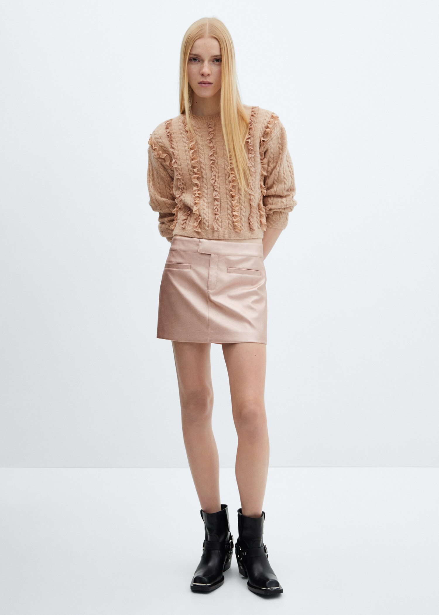 Ruffled crop sweater - General plane