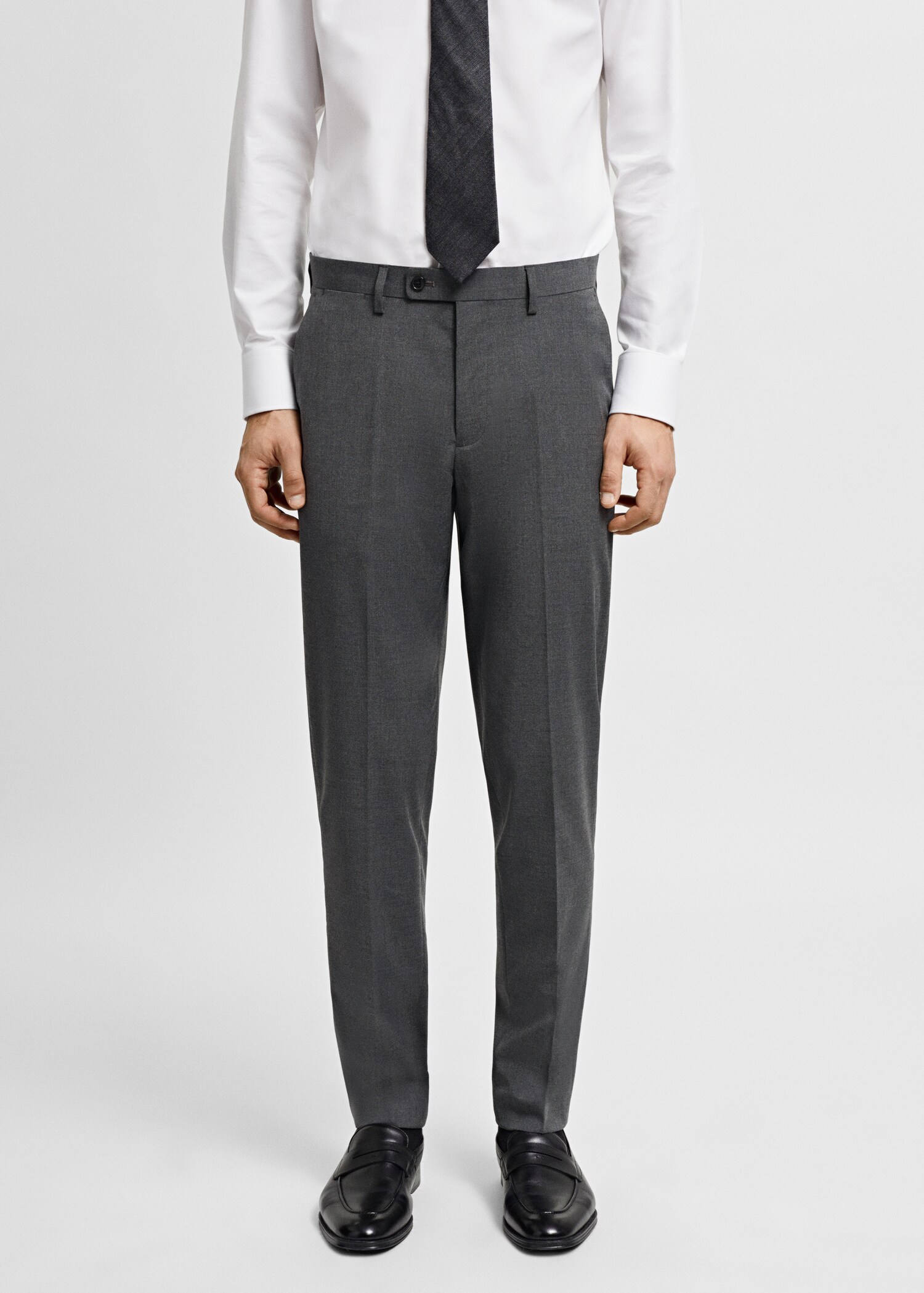 Stretch fabric slim-fit suit trousers - Medium plane