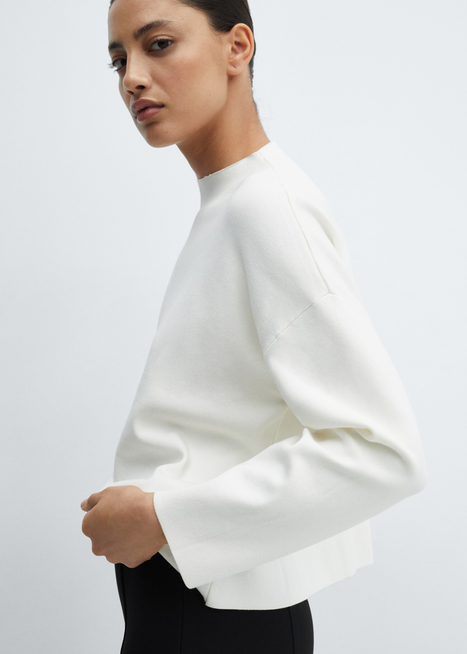 Knitted sweater with perkins neck - Medium plane