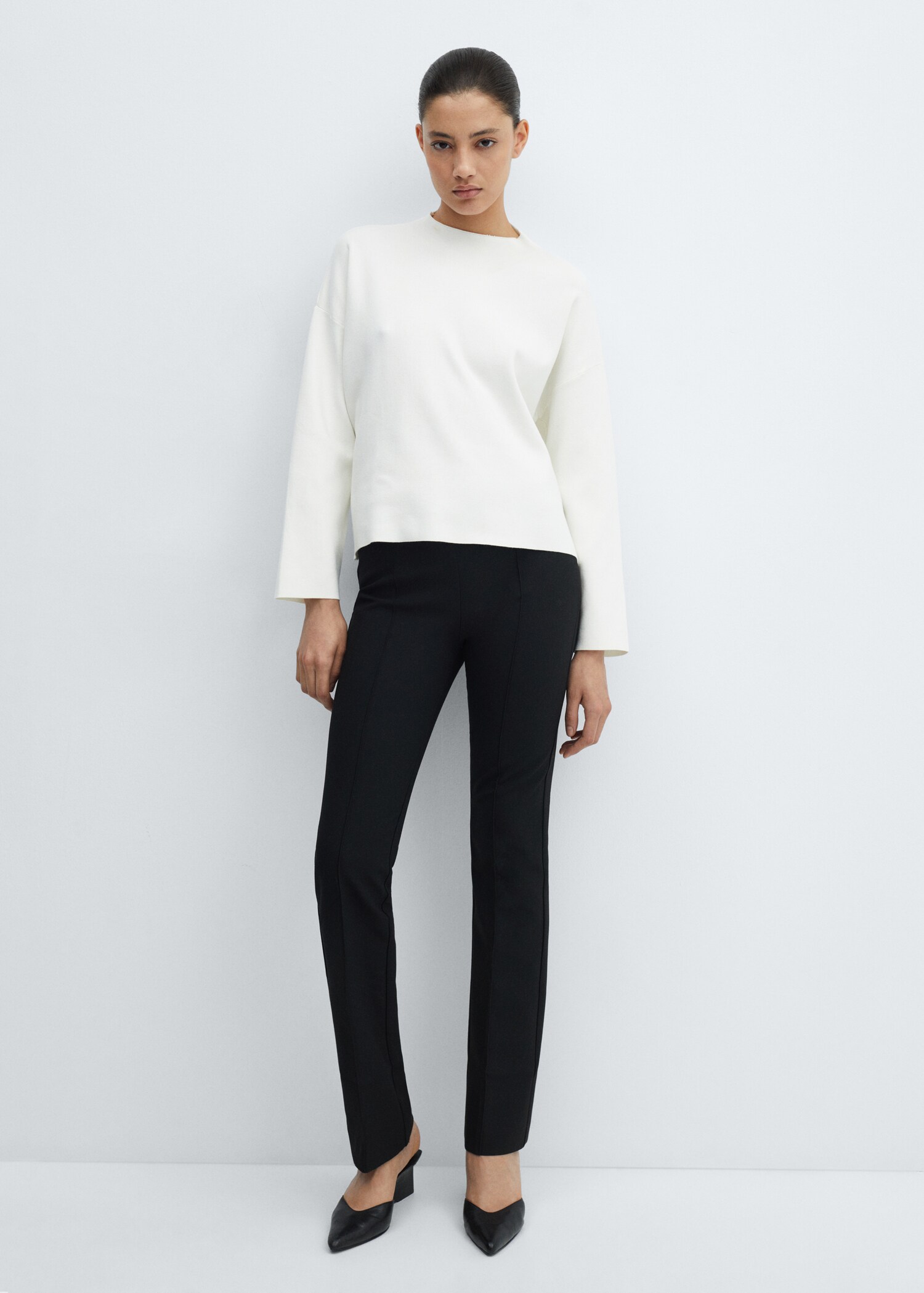 Knitted sweater with perkins neck - General plane