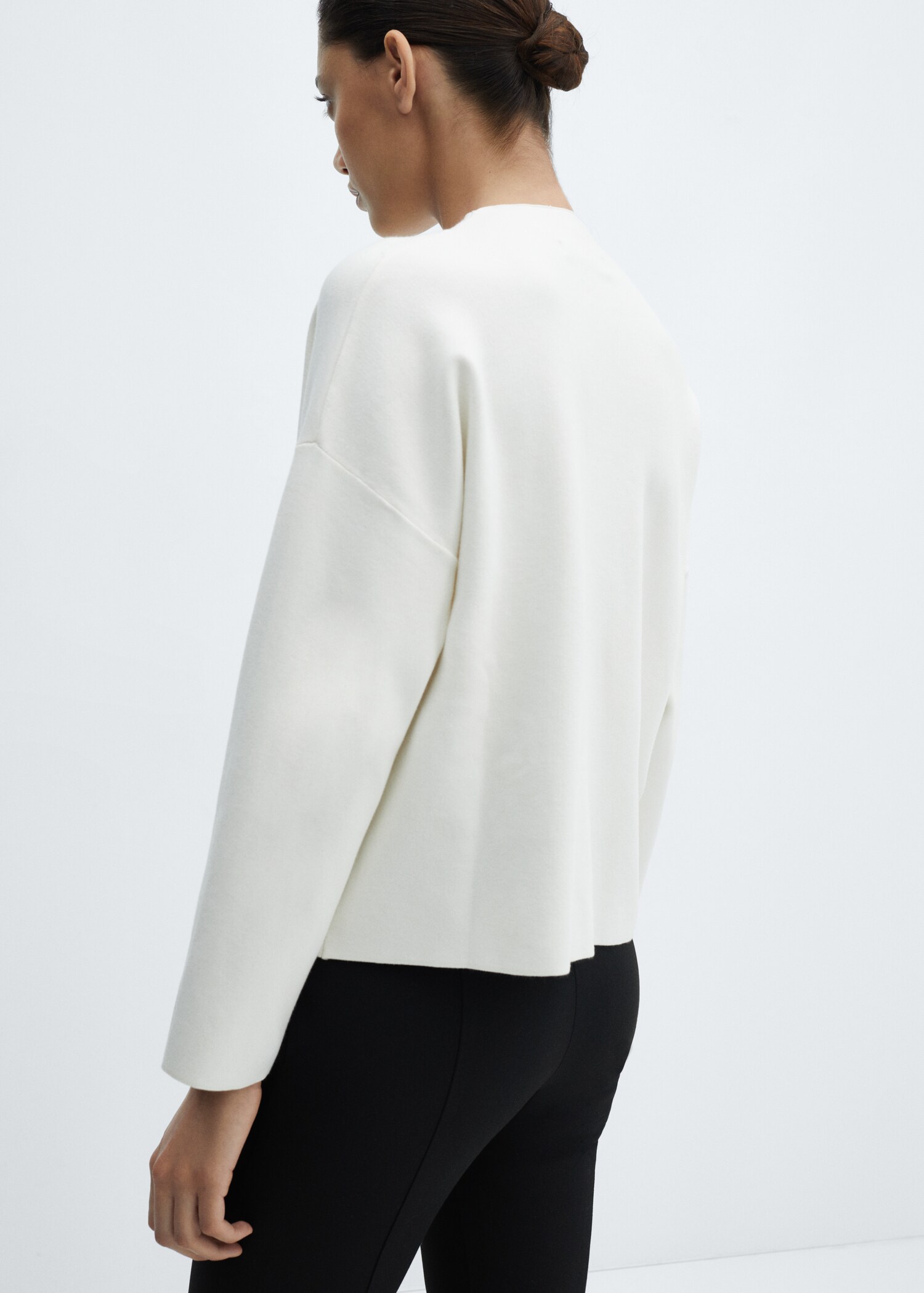Knitted sweater with perkins neck - Reverse of the article