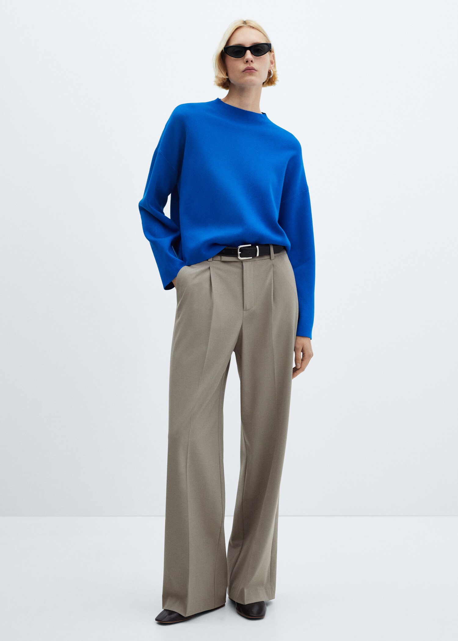 Knitted sweater with perkins neck - General plane