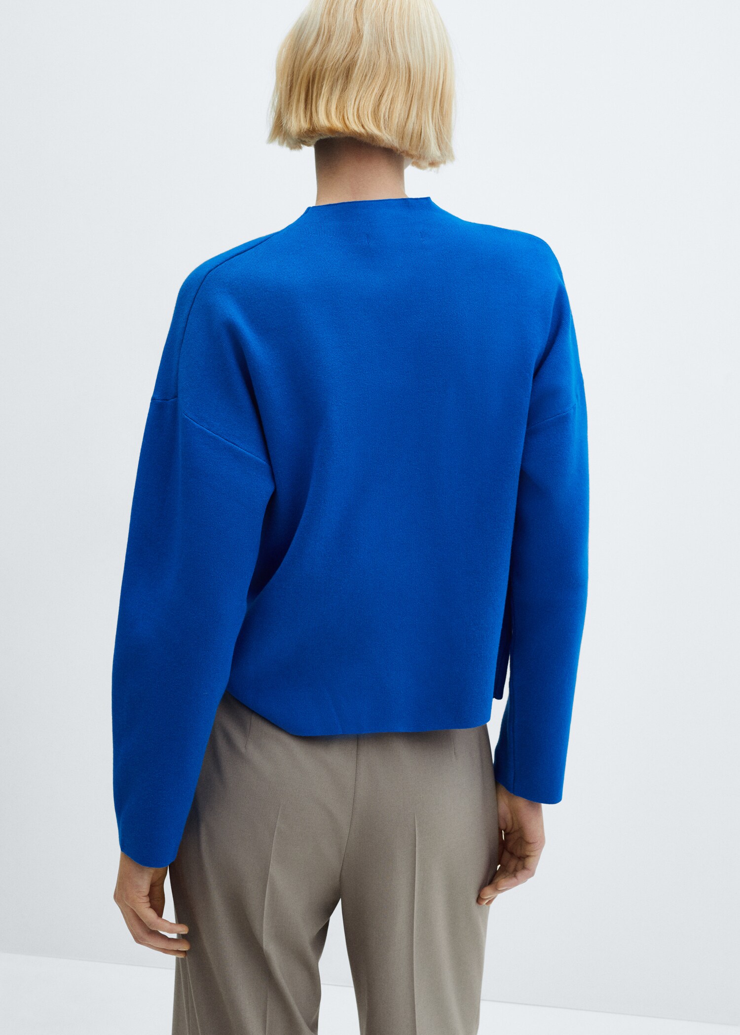 Knitted sweater with perkins neck - Reverse of the article