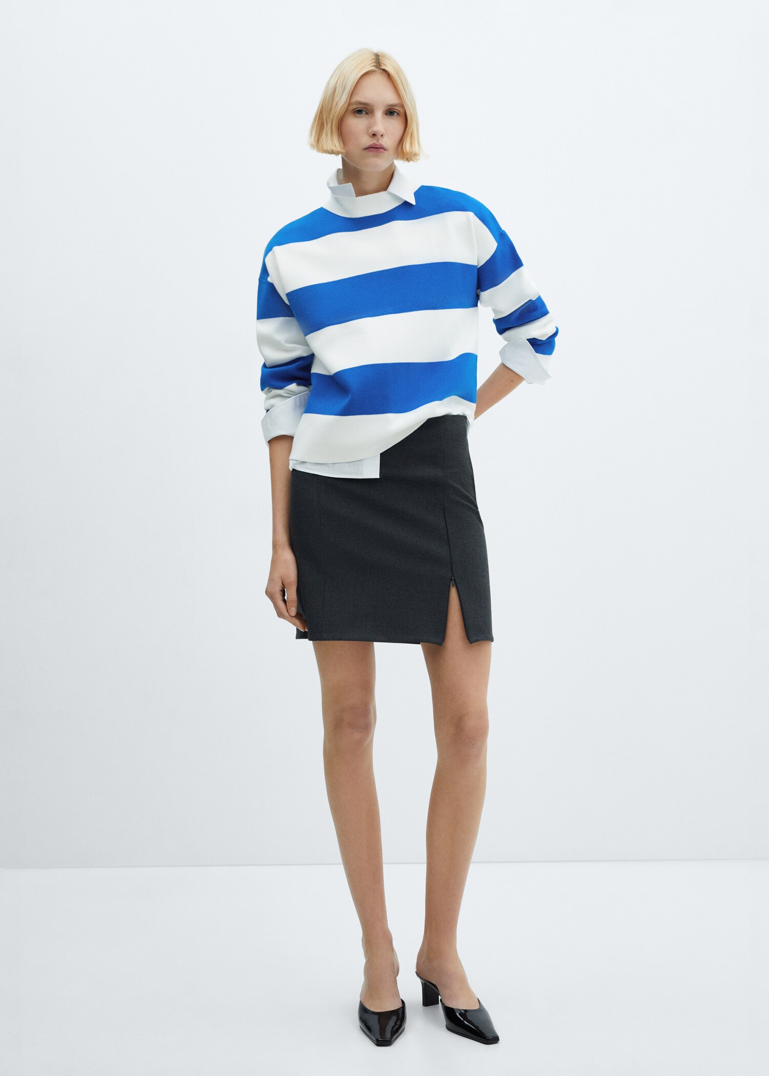 Knitted sweater with perkins neck - General plane