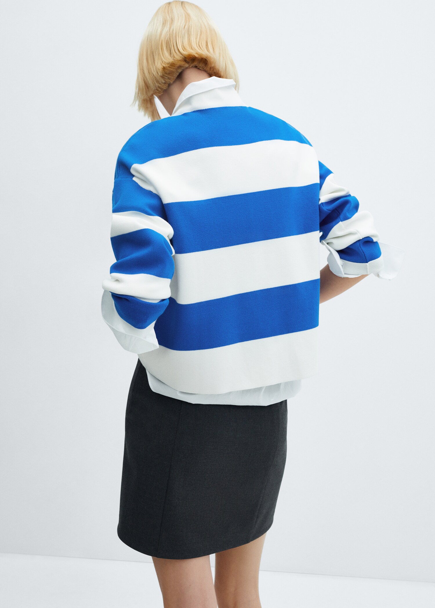 Knitted sweater with perkins neck - Reverse of the article