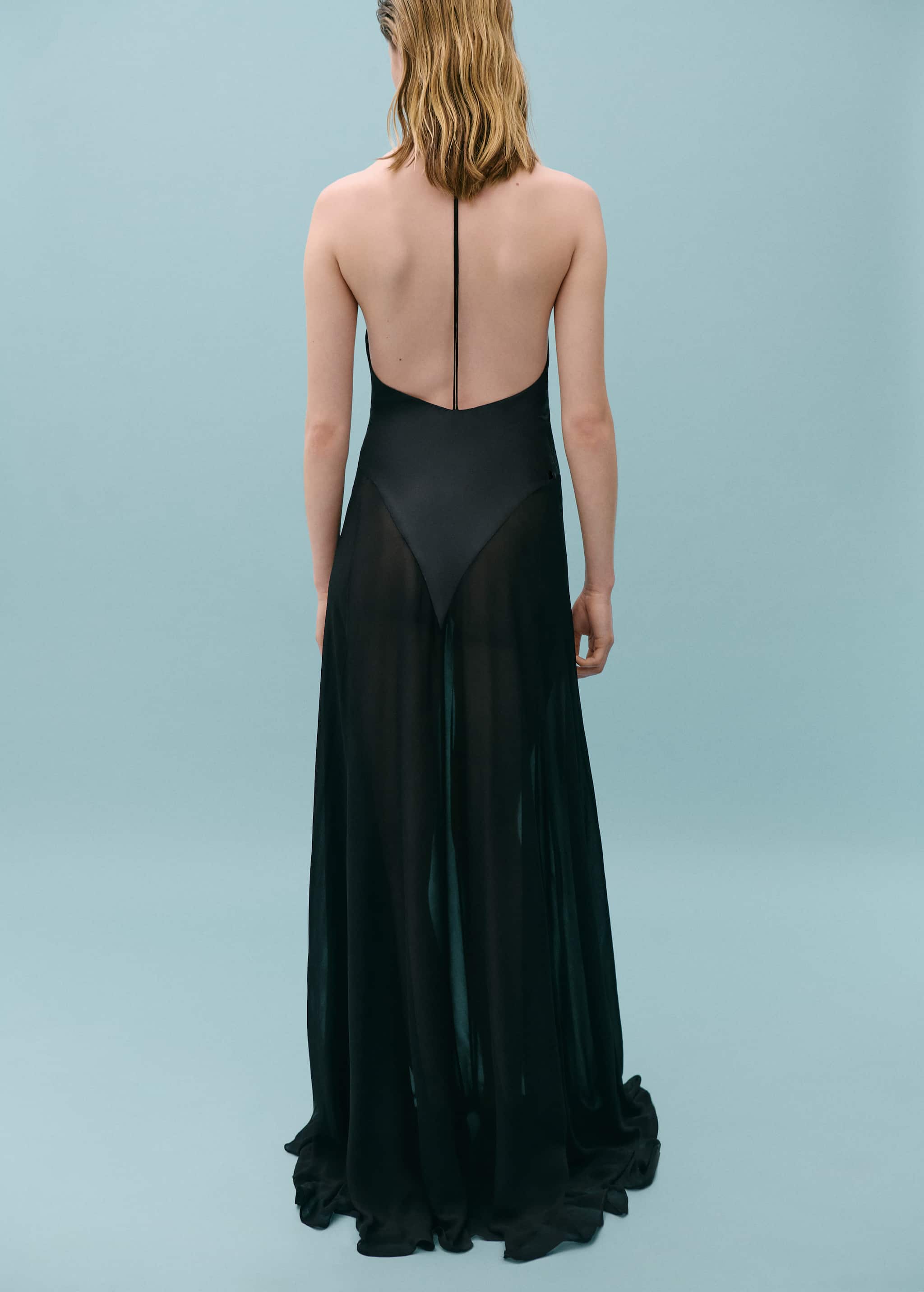 Semi-transparent combined body silk dress  - Reverse of the article