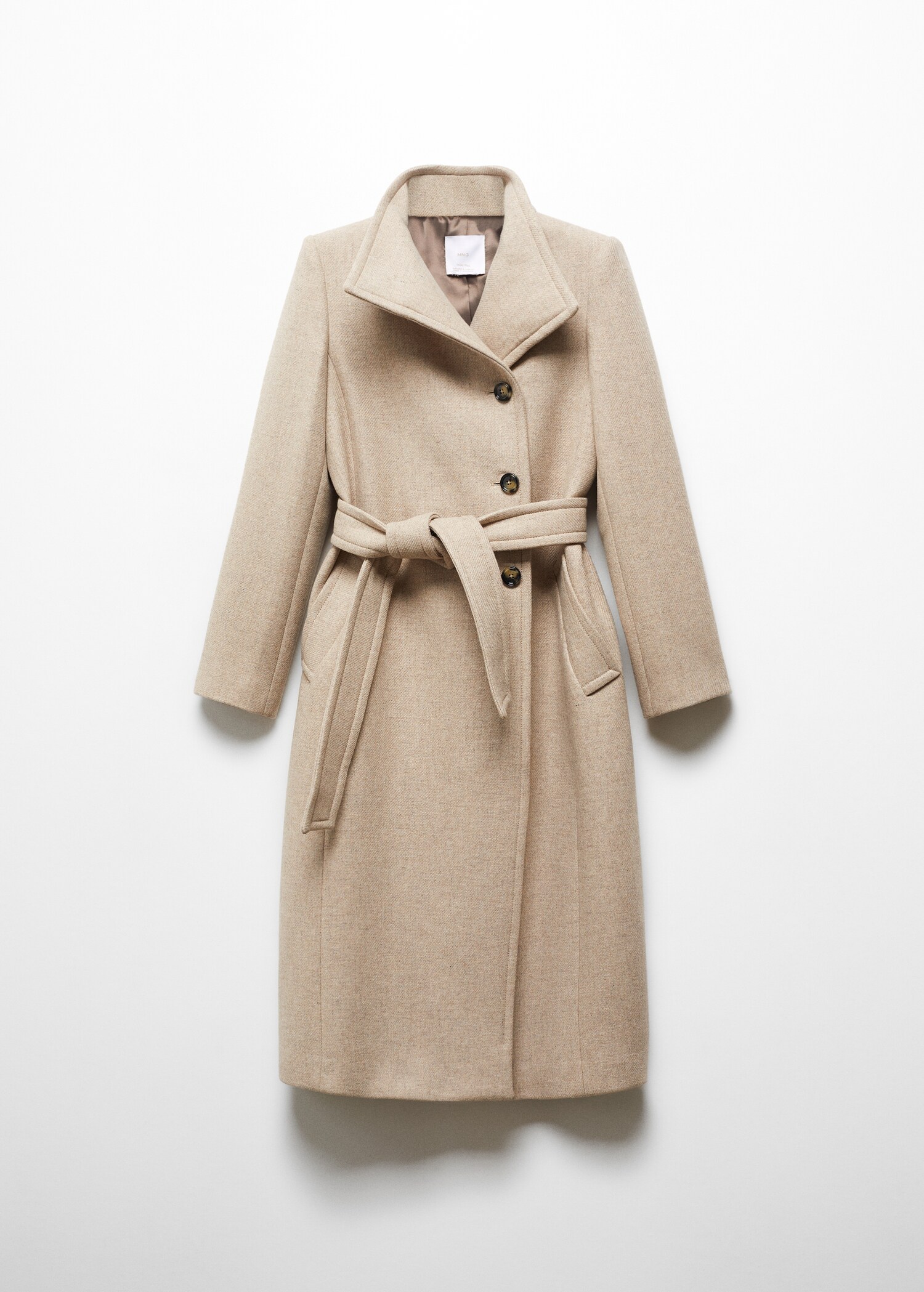 Belted Manteco wool coat - Woman | MANGO USA 
