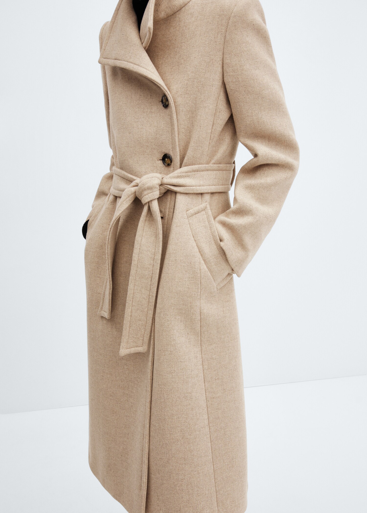 Belted Manteco wool coat - Woman | MANGO USA 