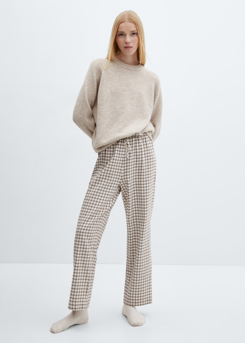 Cotton linen round neck knitted sweater Women MANGO USA