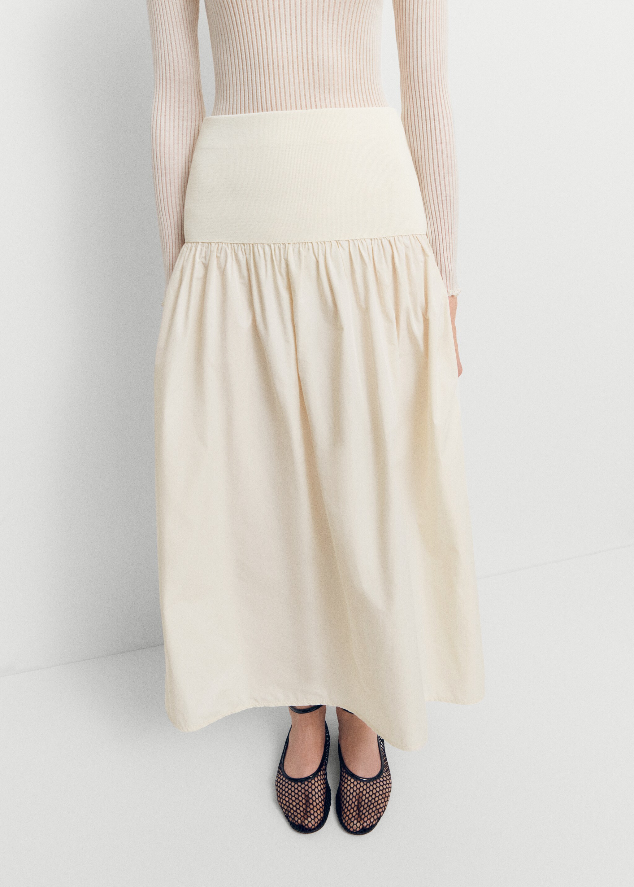 Elastic panel flared skirt - Medium plane