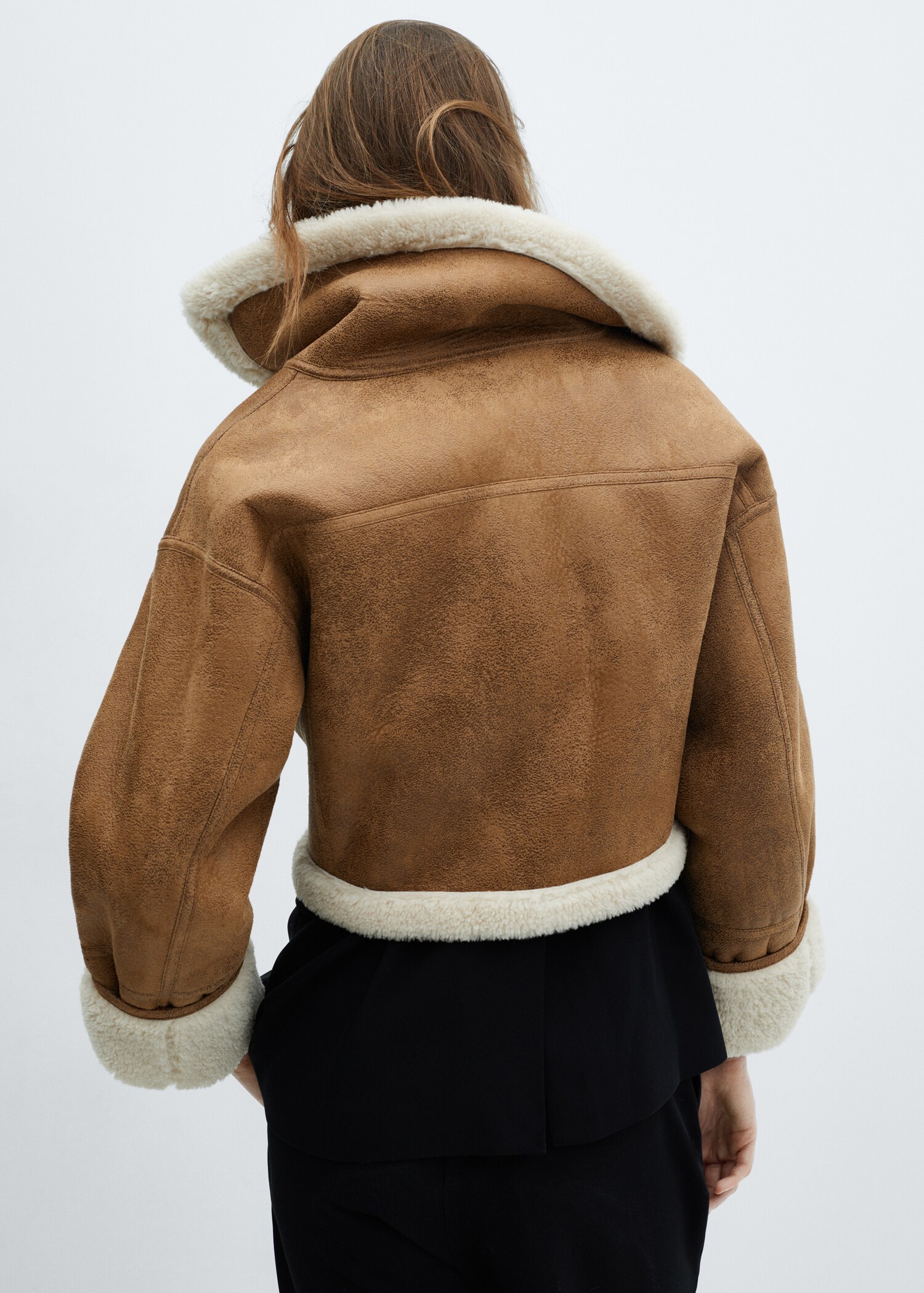 Shearling-lined leather-effect jacket - Reverse of the article