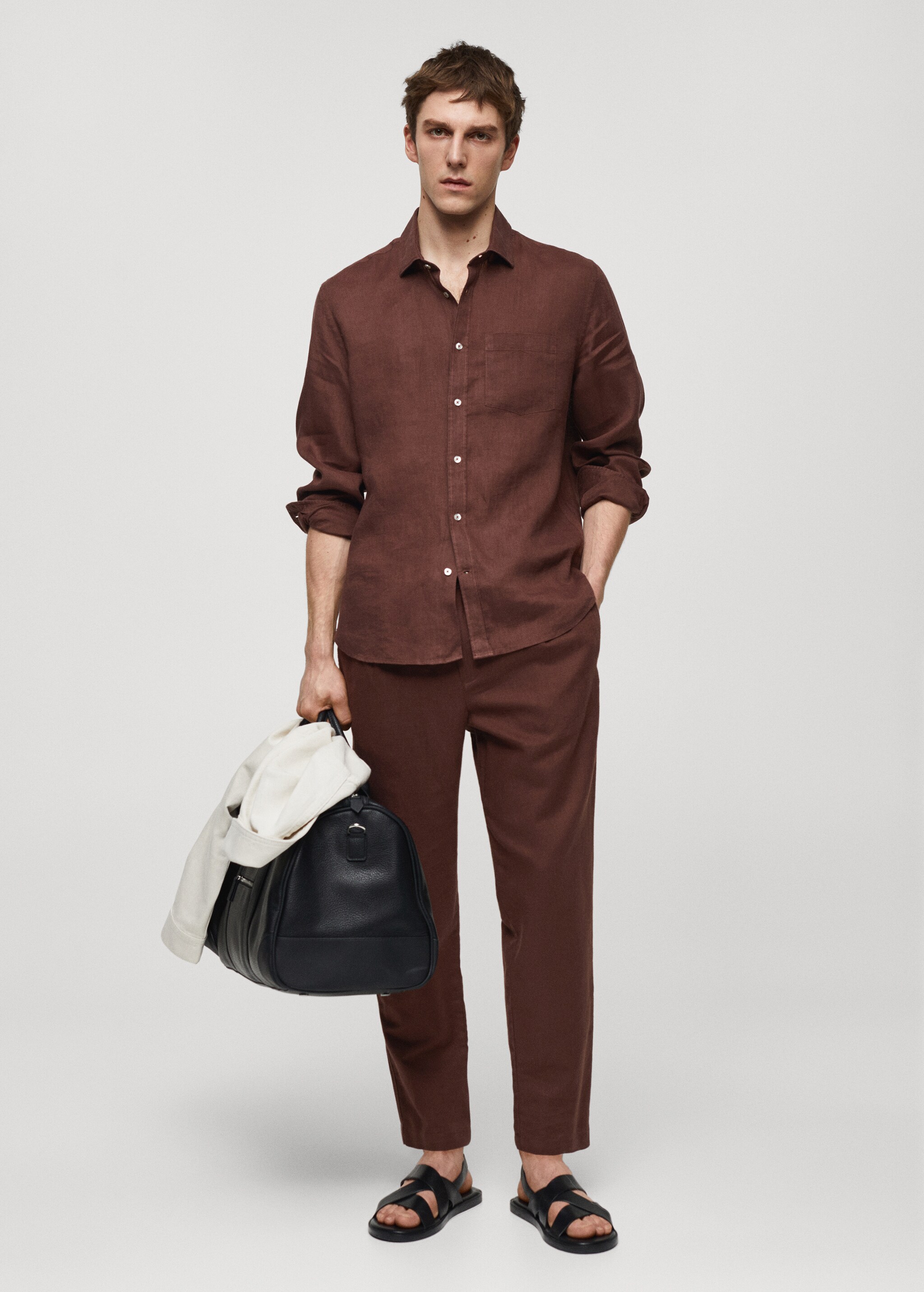 Slim-fit trousers with drawstring  - General plane