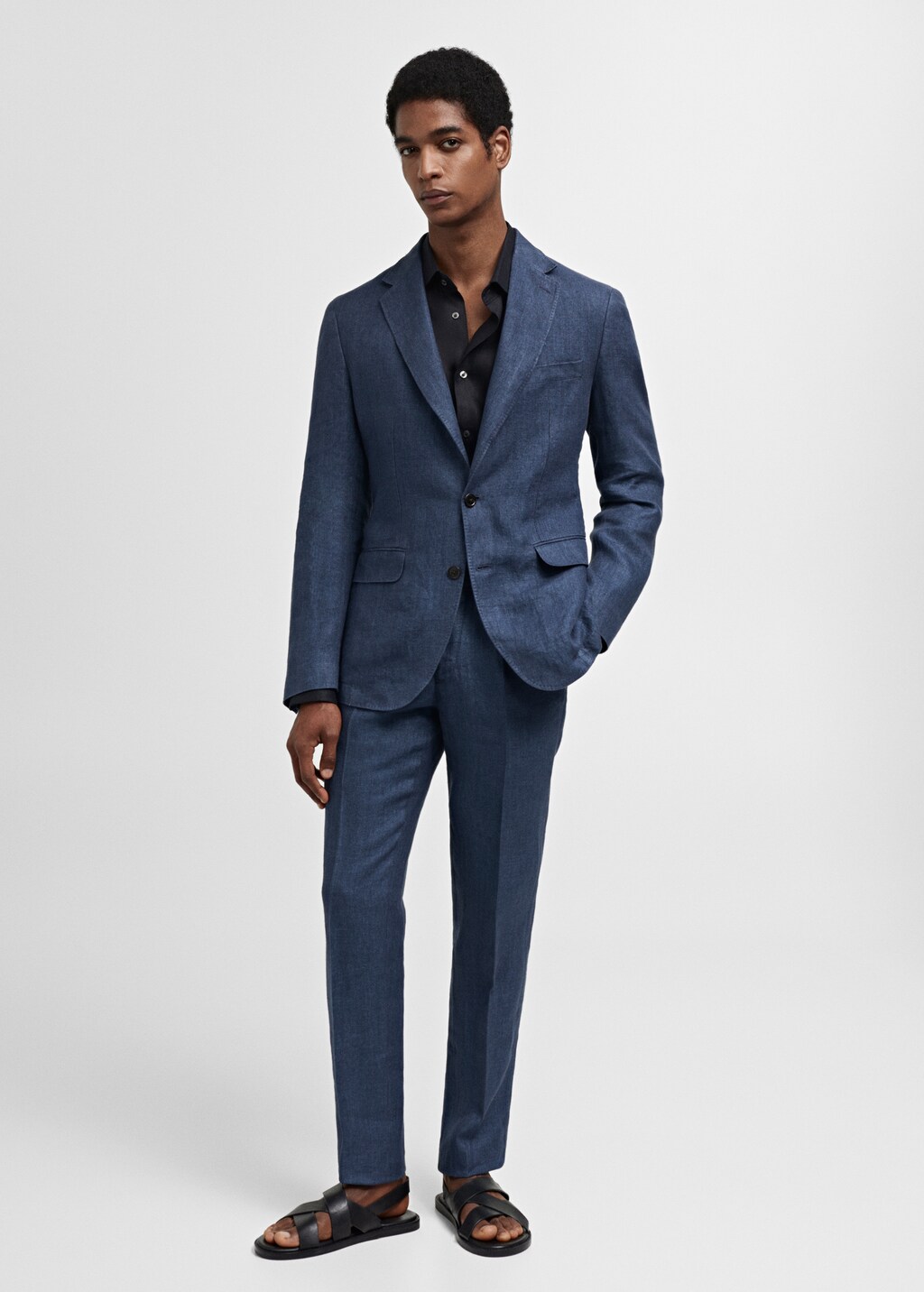 Slim fit suit jacket in 100 herringbone linen Men MANGO Niger