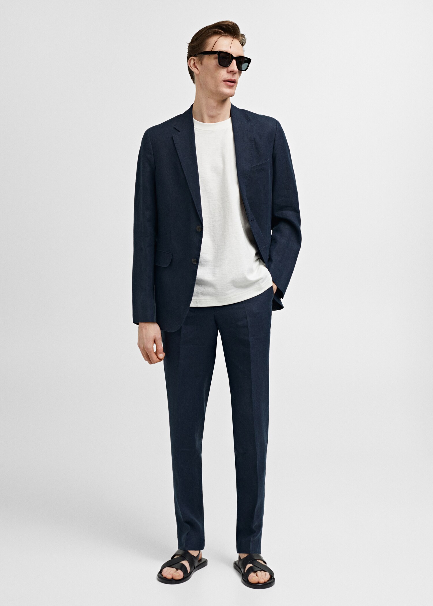 100% linen slim-fit suit jacket - General plane