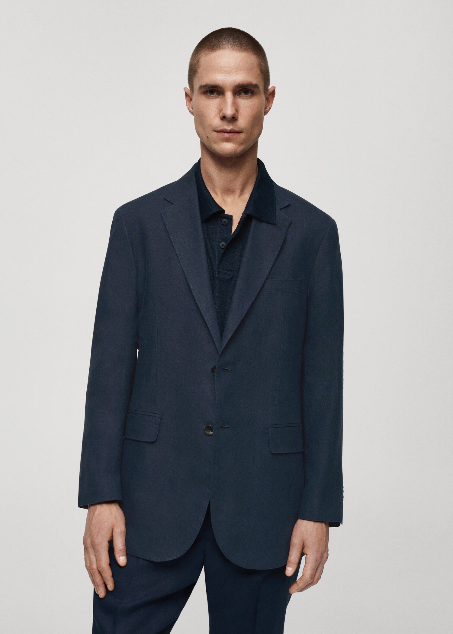 100% linen slim-fit suit jacket - Medium plane
