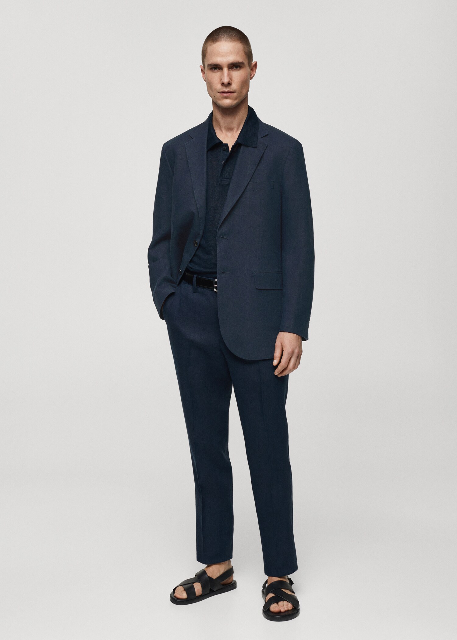 100% linen slim-fit suit jacket - General plane