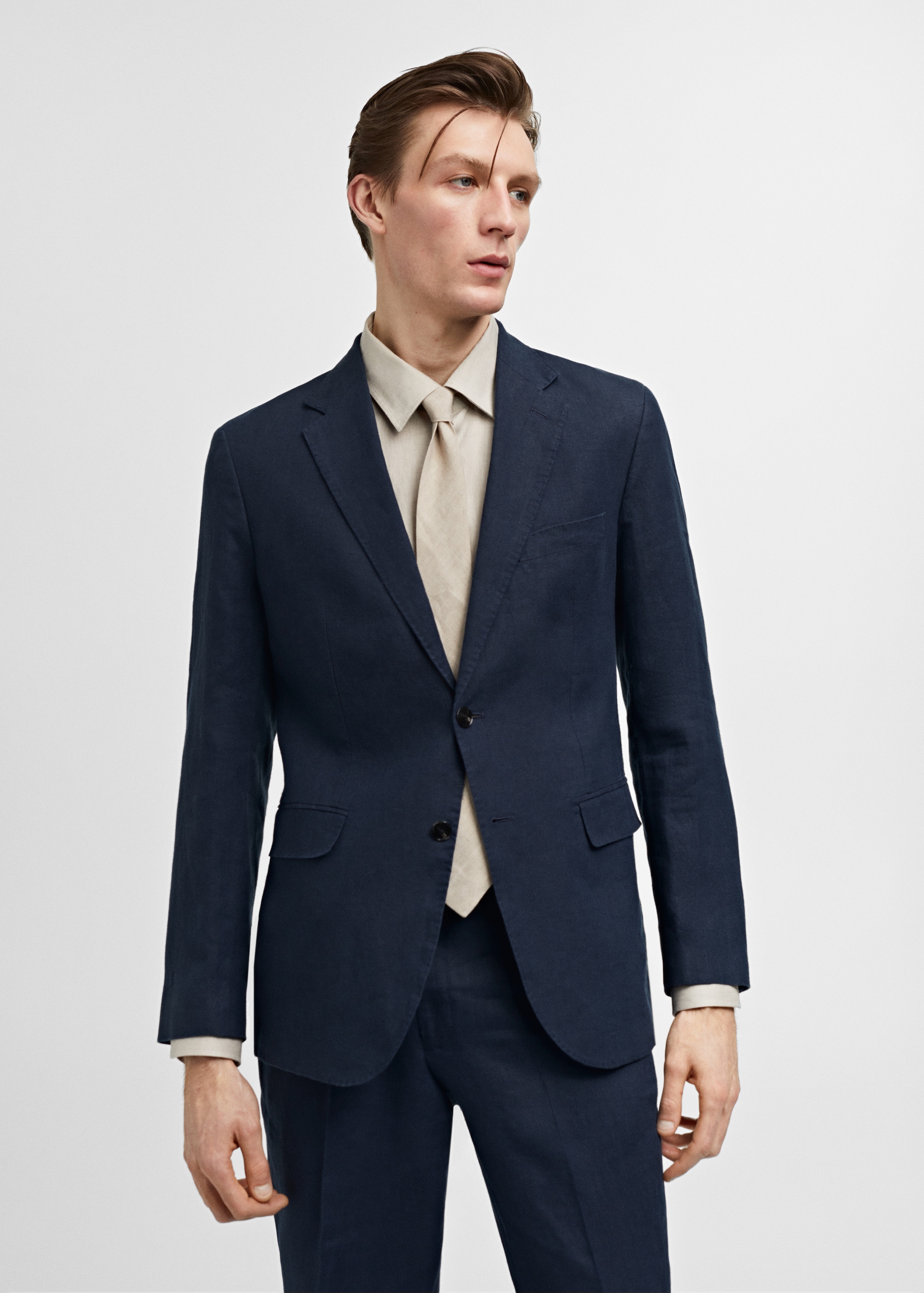 100% linen slim-fit suit jacket - Medium plane
