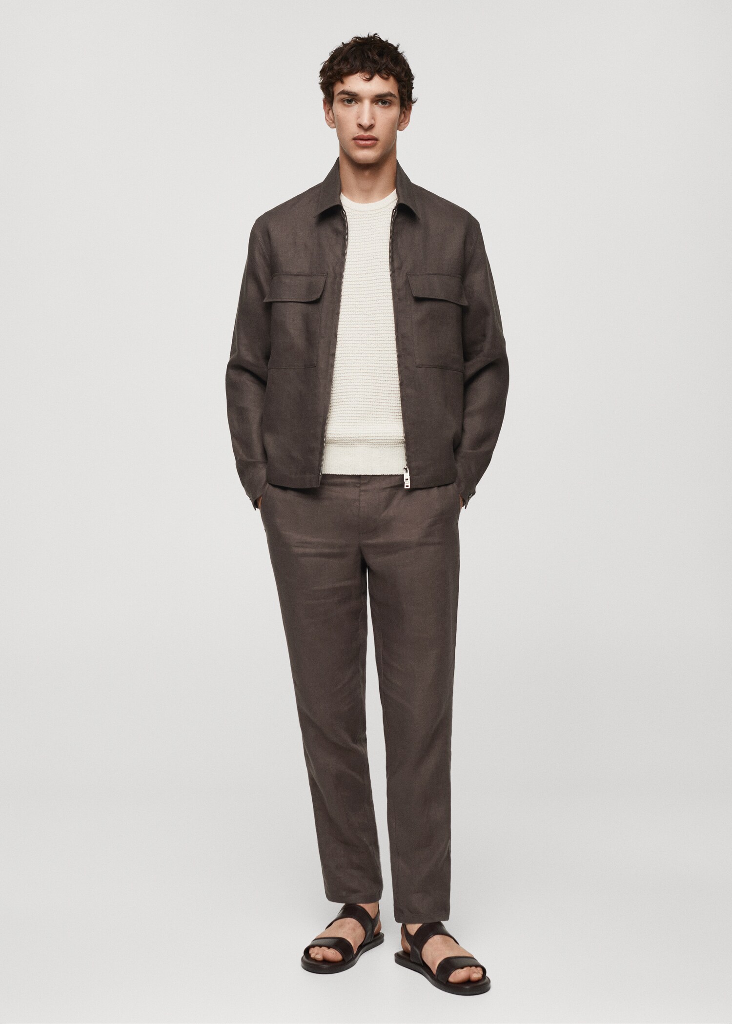 100% linen overshirt with pockets - General plane
