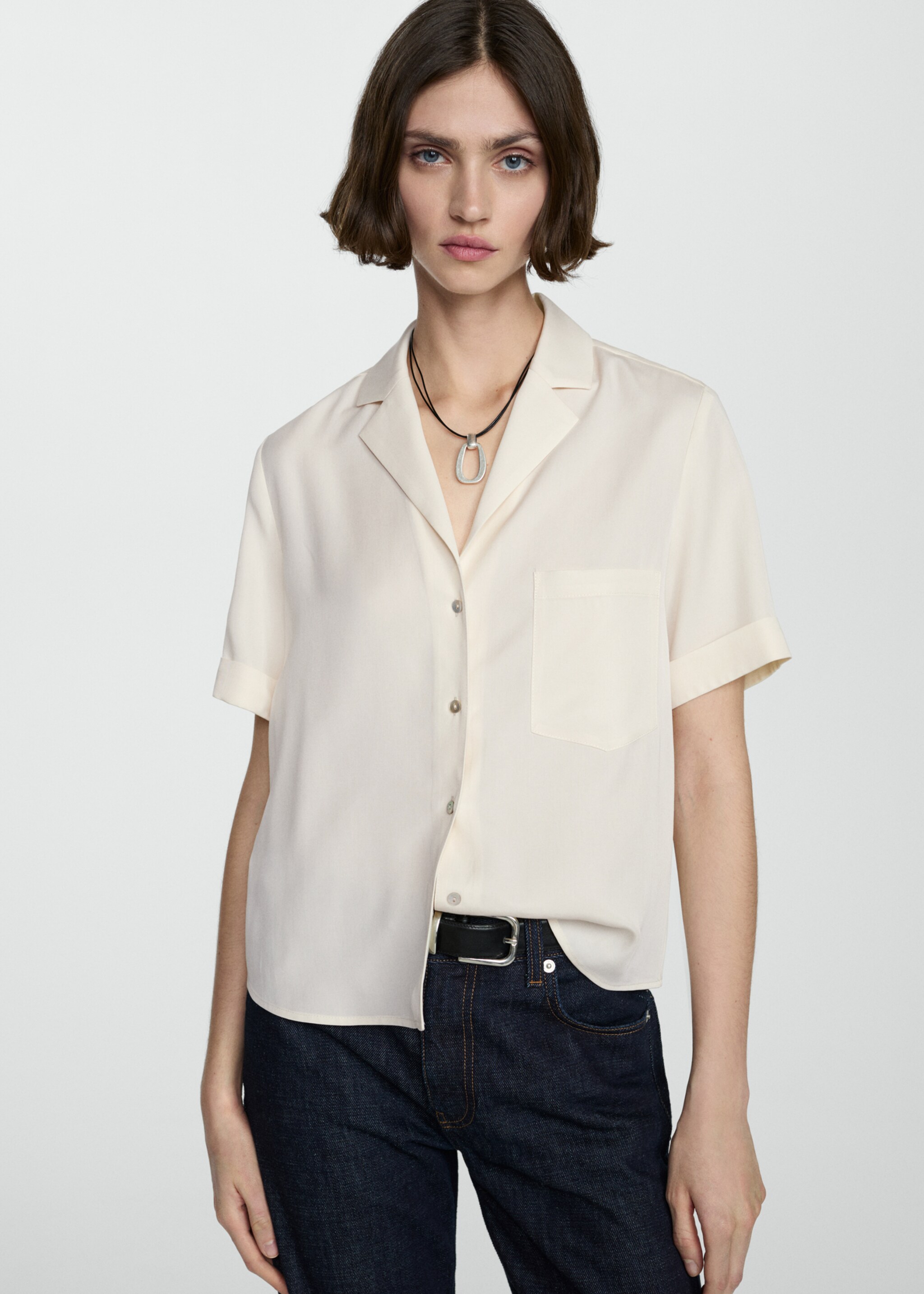100% lyocell shirt - Medium plane, White. Ref: 67037120-01.