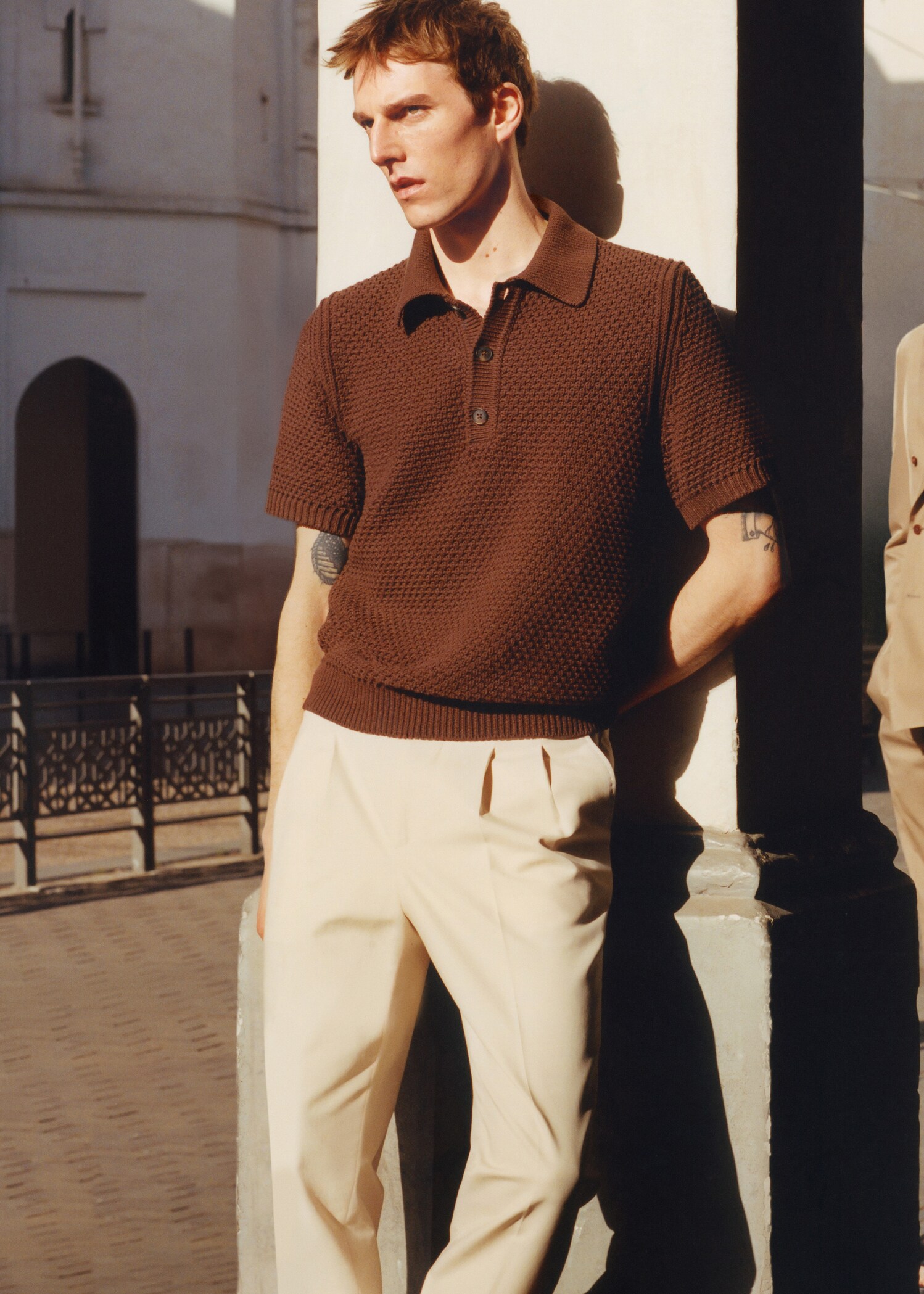 100% cotton braided knitted polo shirt - Men | MANGO Zambia