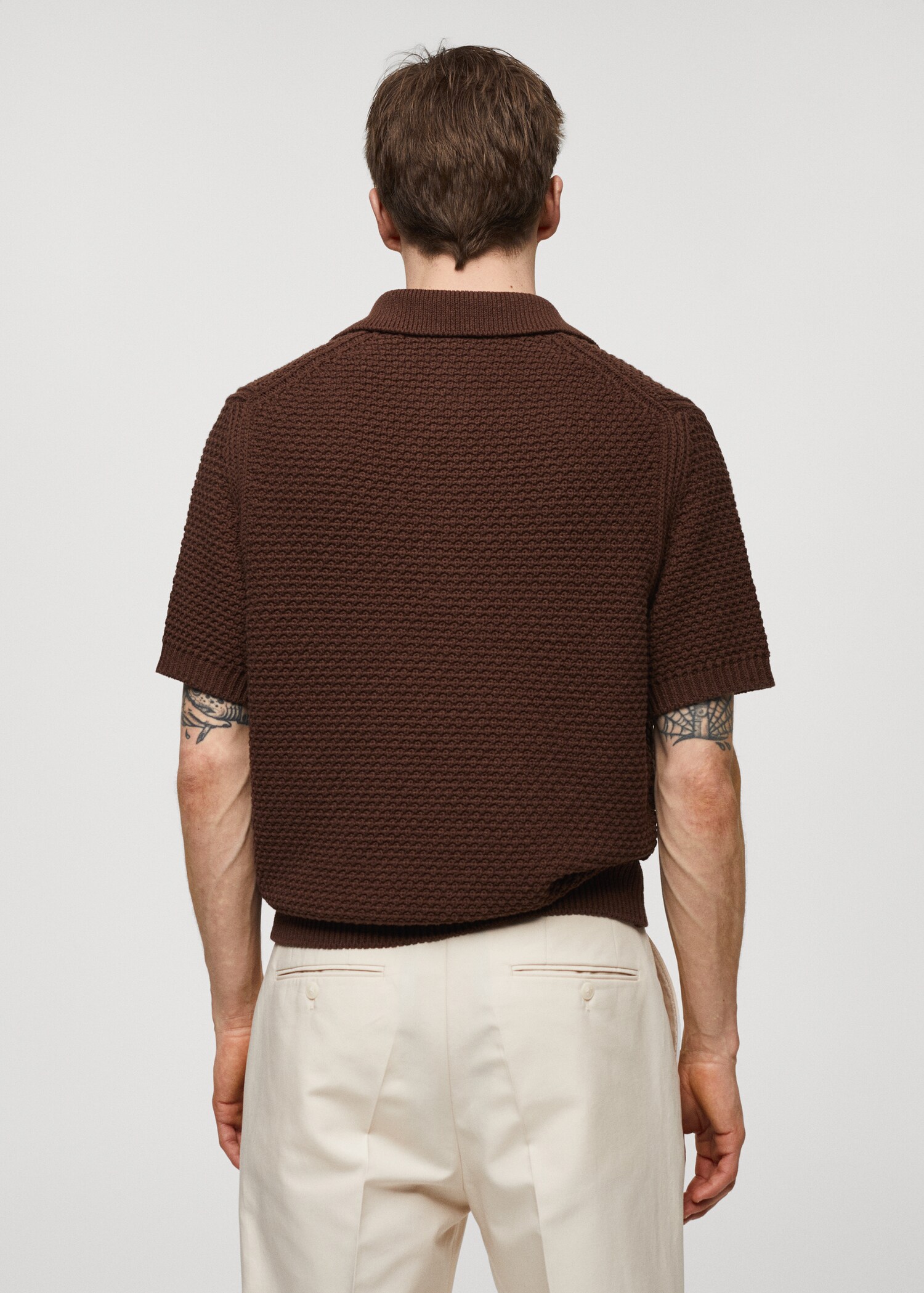 100% cotton braided knitted polo shirt - Men | MANGO Zambia