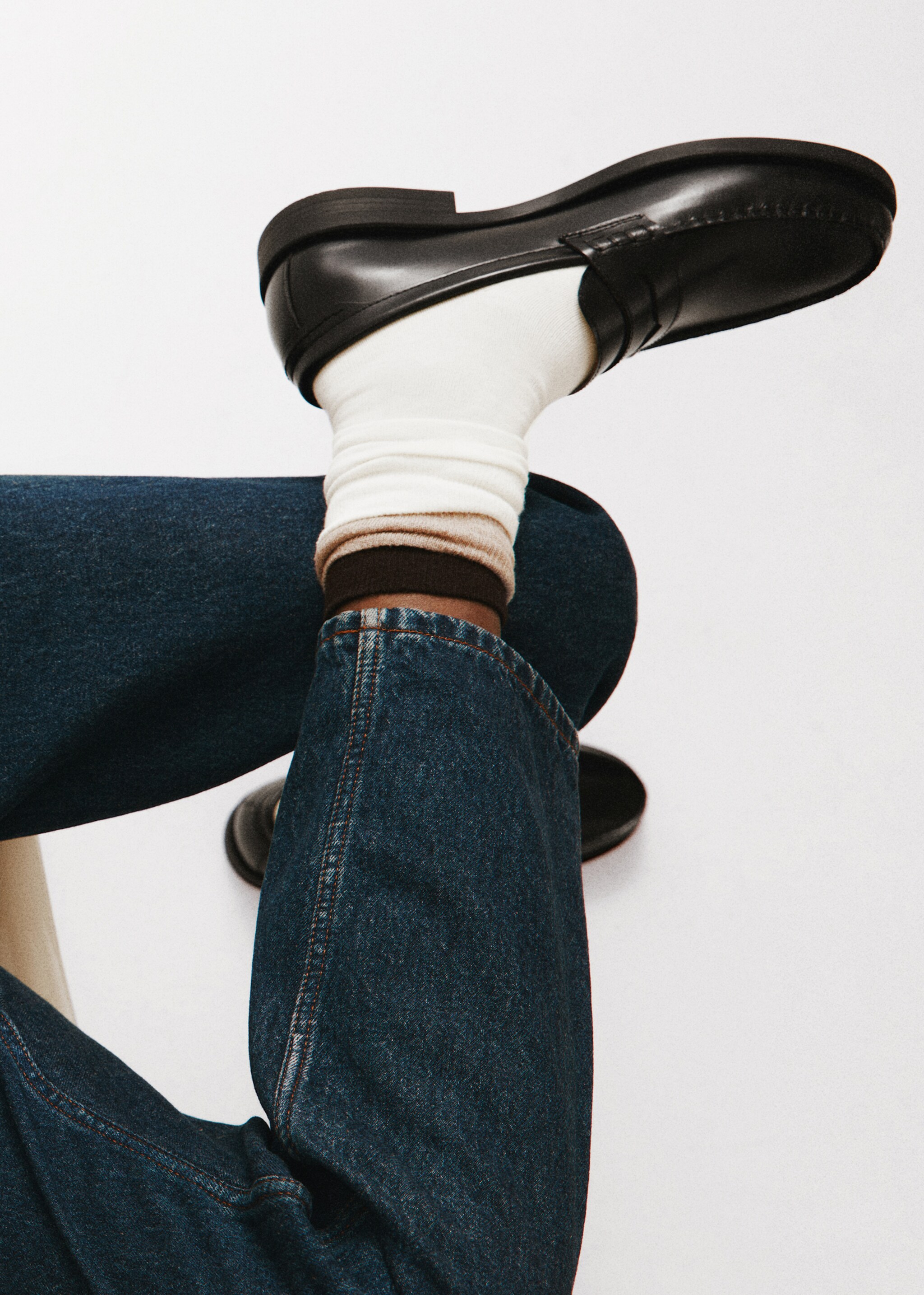 Aged-leather loafers - General plane