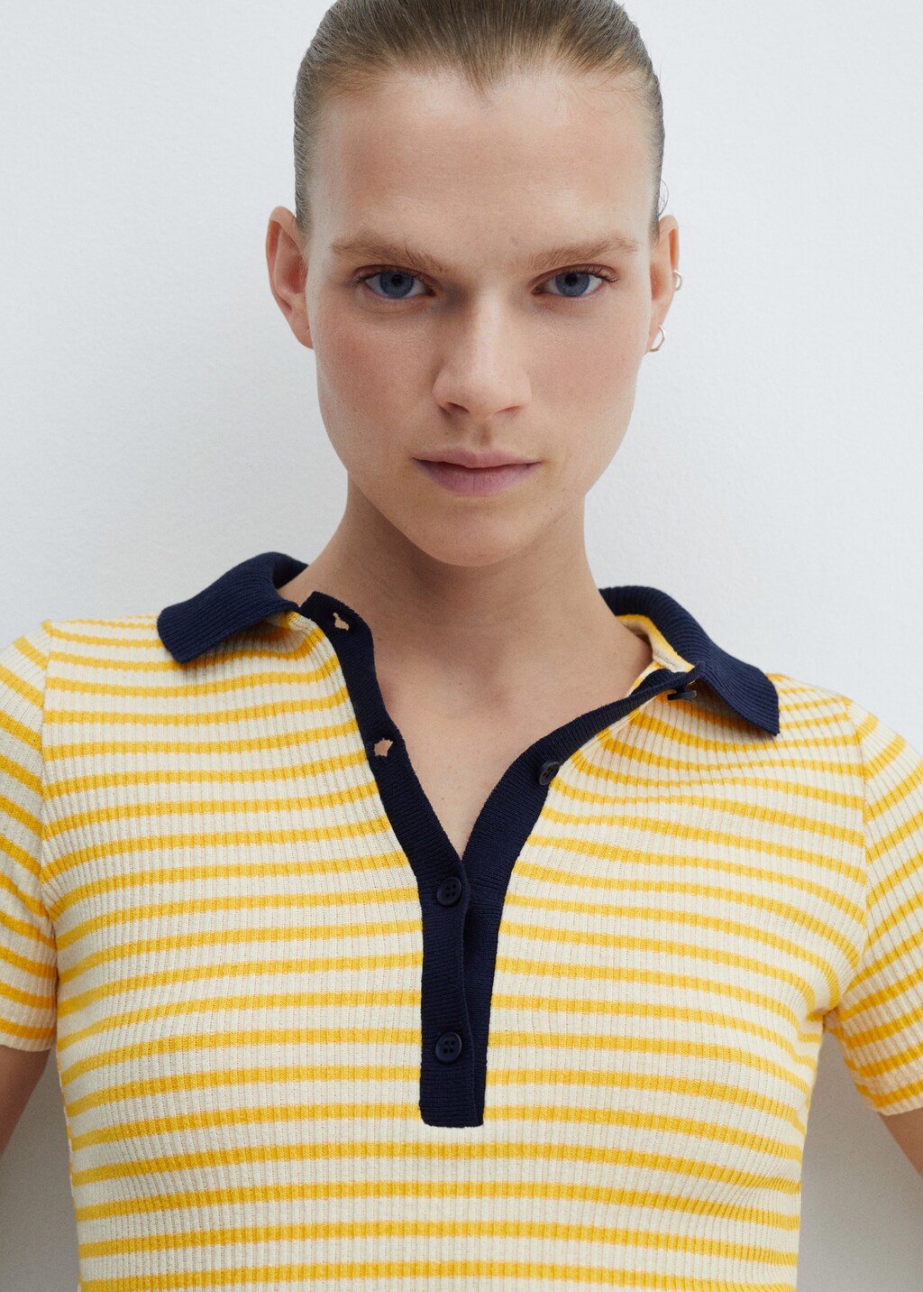 Short-sleeved striped polo shirt