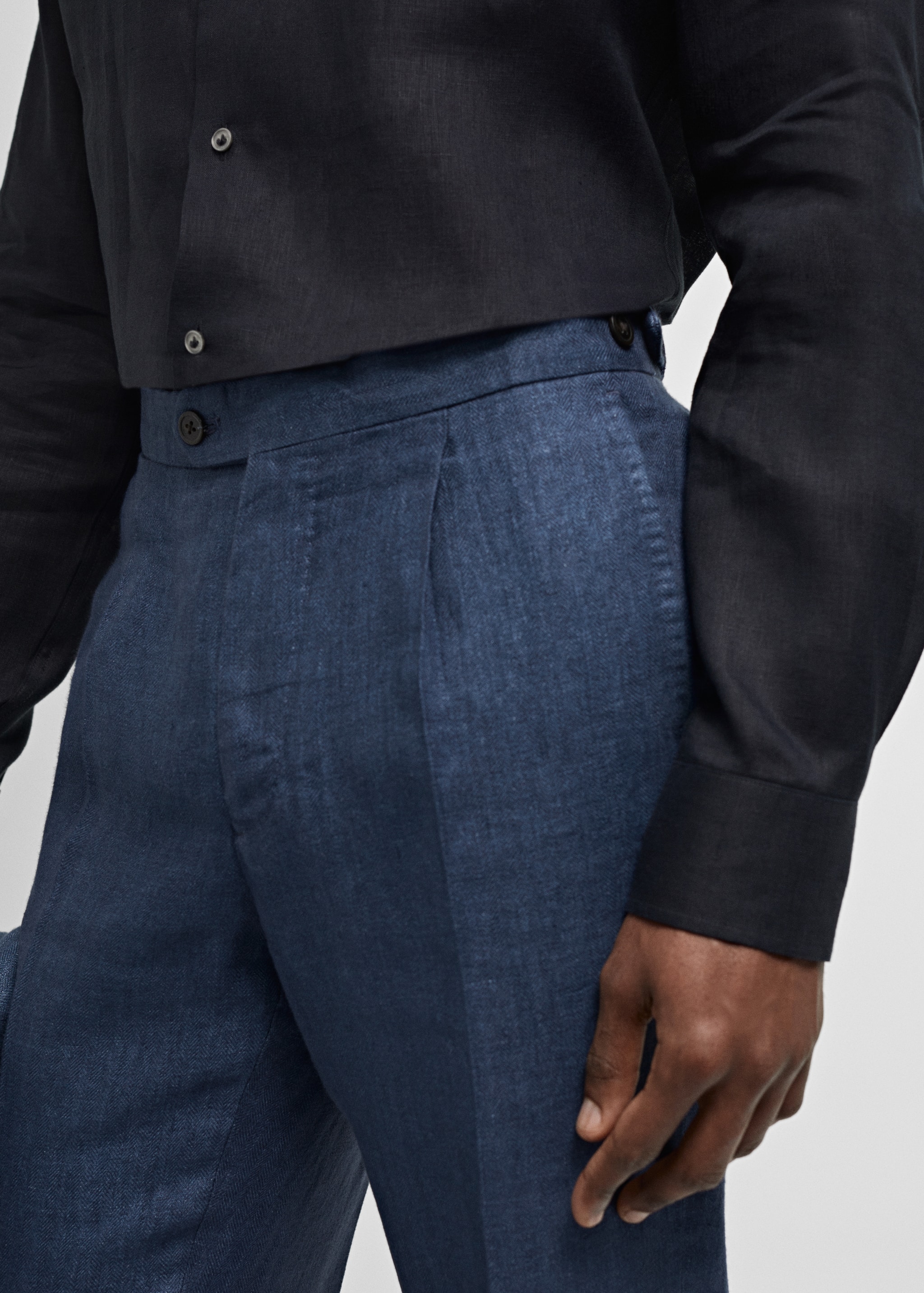 Pantalon costume slim-fit 100 % lin chevrons - Détail de l'article 1