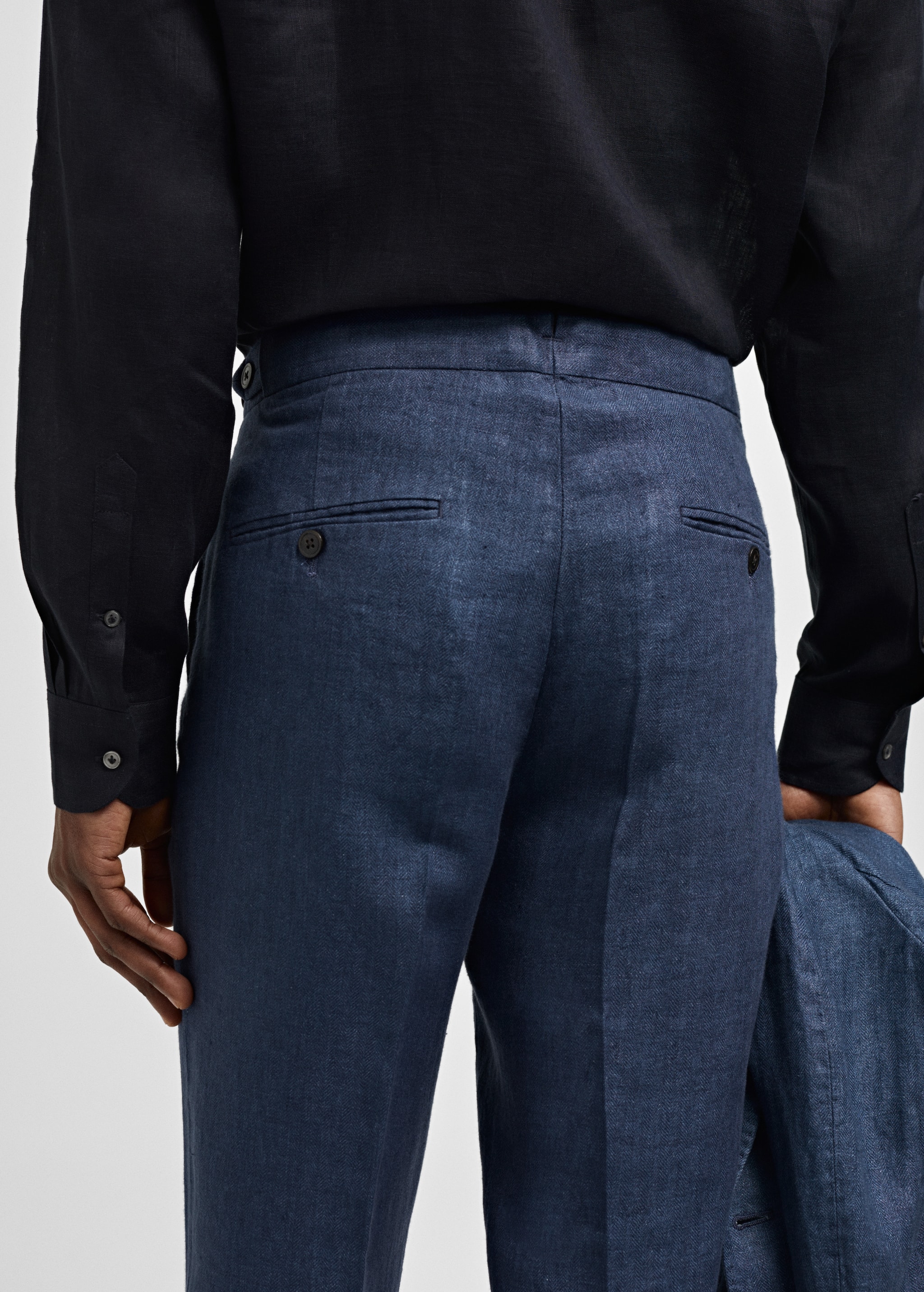 Pantalon costume slim-fit 100 % lin chevrons - Détail de l'article 3