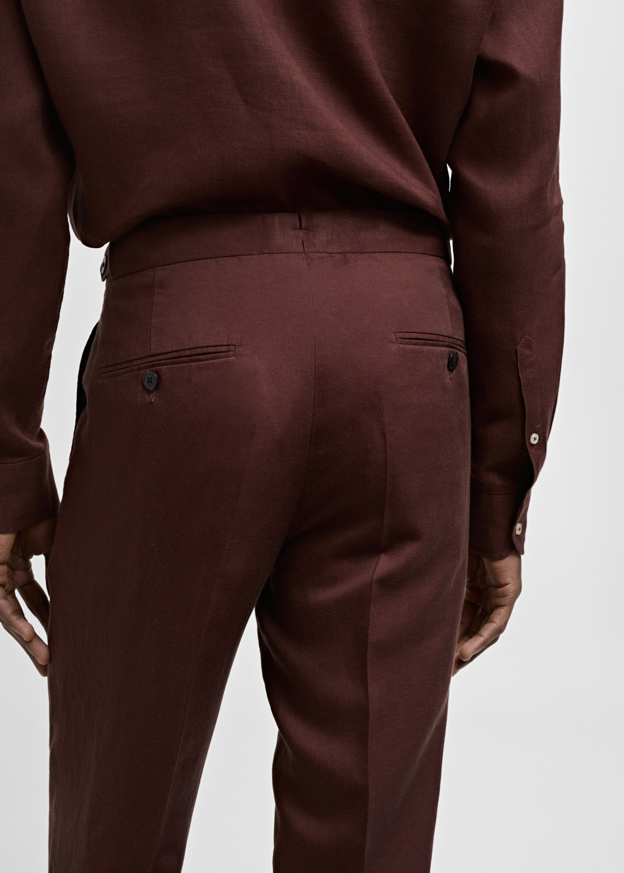Pantalon costume slim-fit lin pinces - Détail de l'article 3