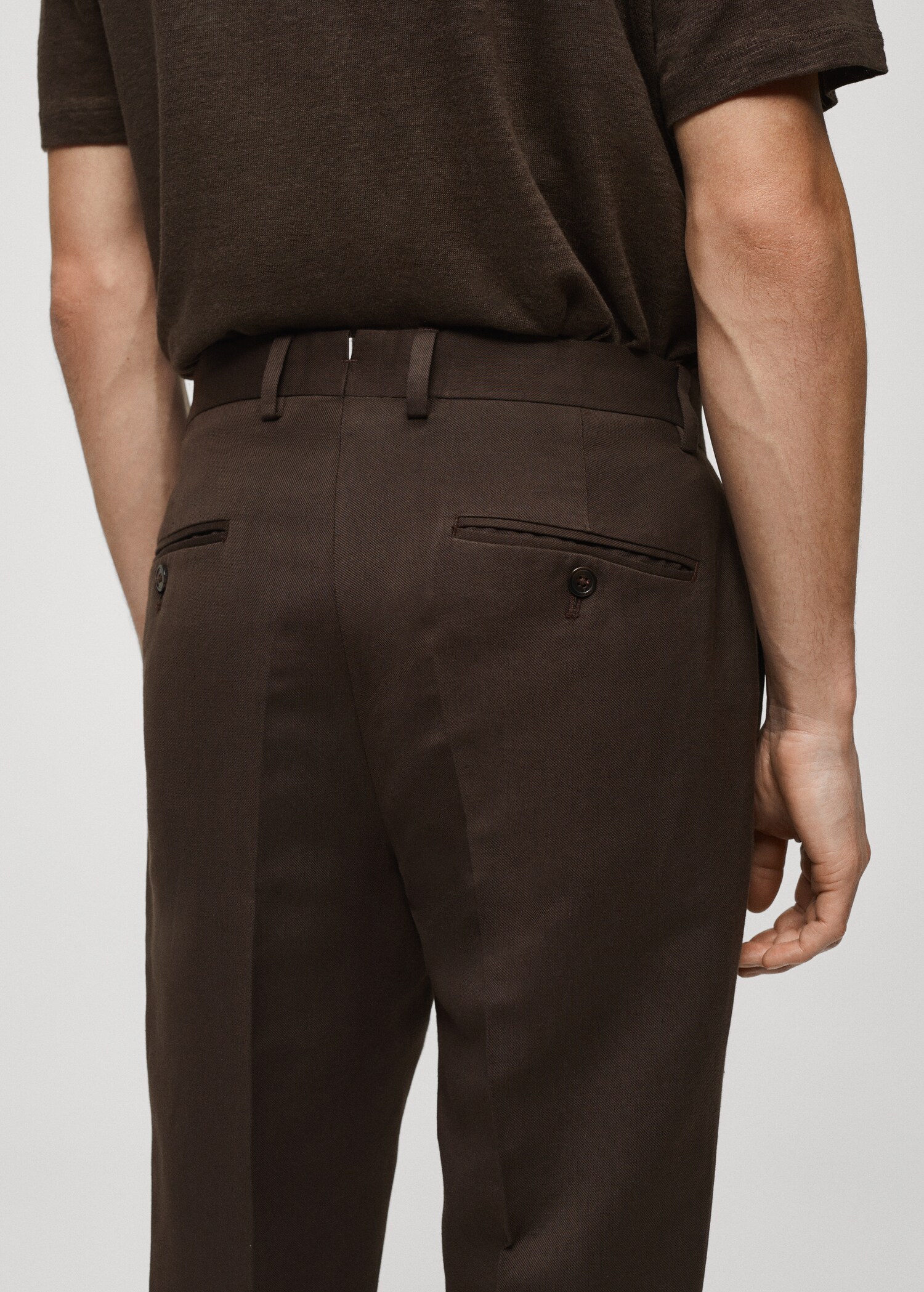 Pantalón traje slim fit algodón lino - Detalle del artículo 2