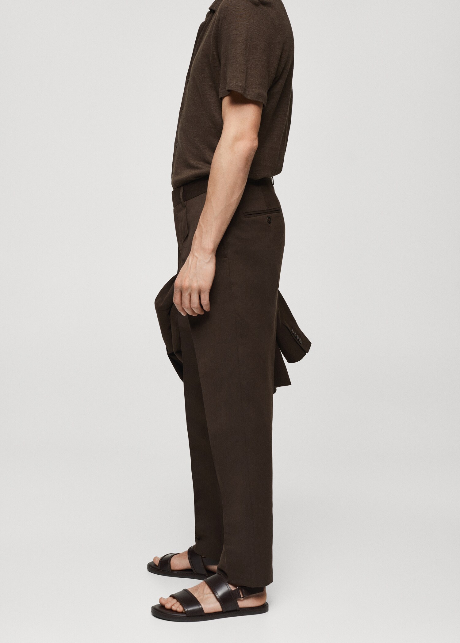 Pantalón traje slim fit algodón lino - Detalle del artículo 4