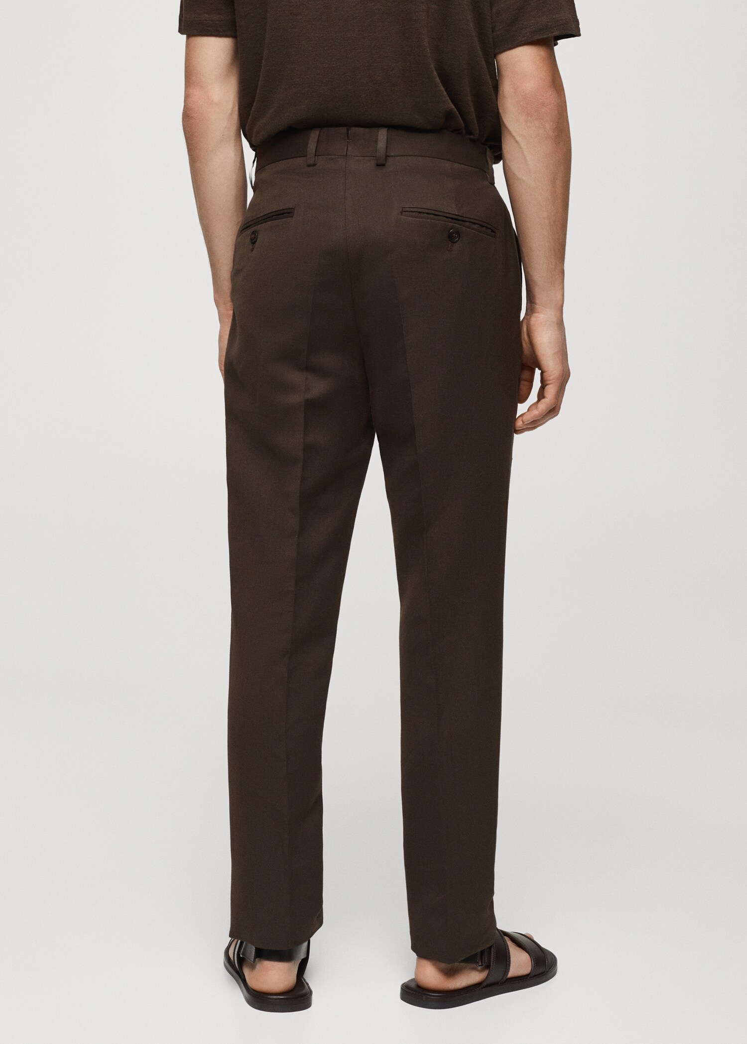 Pantalón traje slim fit algodón lino - Reverso del artículo