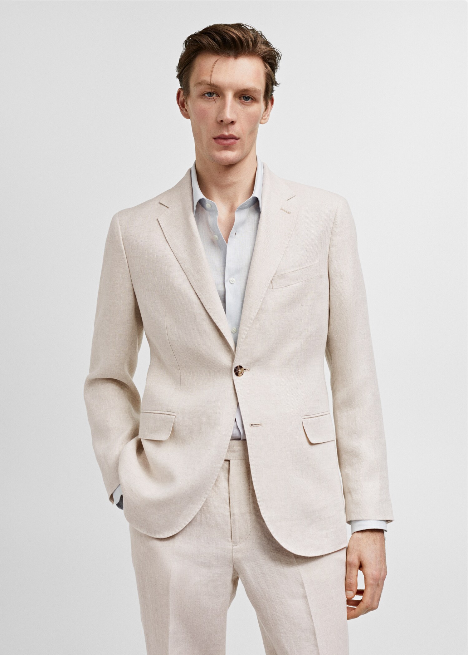 100% linen slim-fit suit blazer - Medium plane