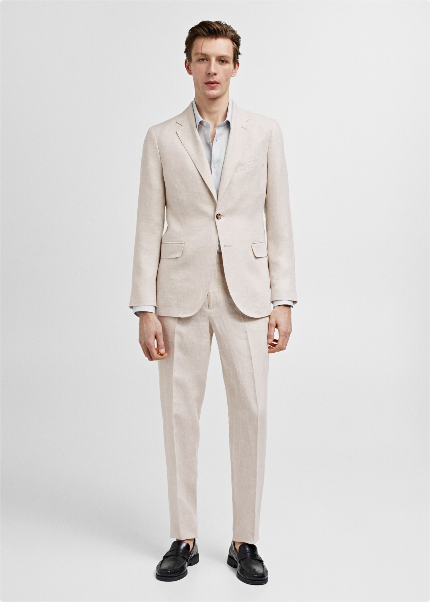 100% linen slim-fit suit blazer - General plane