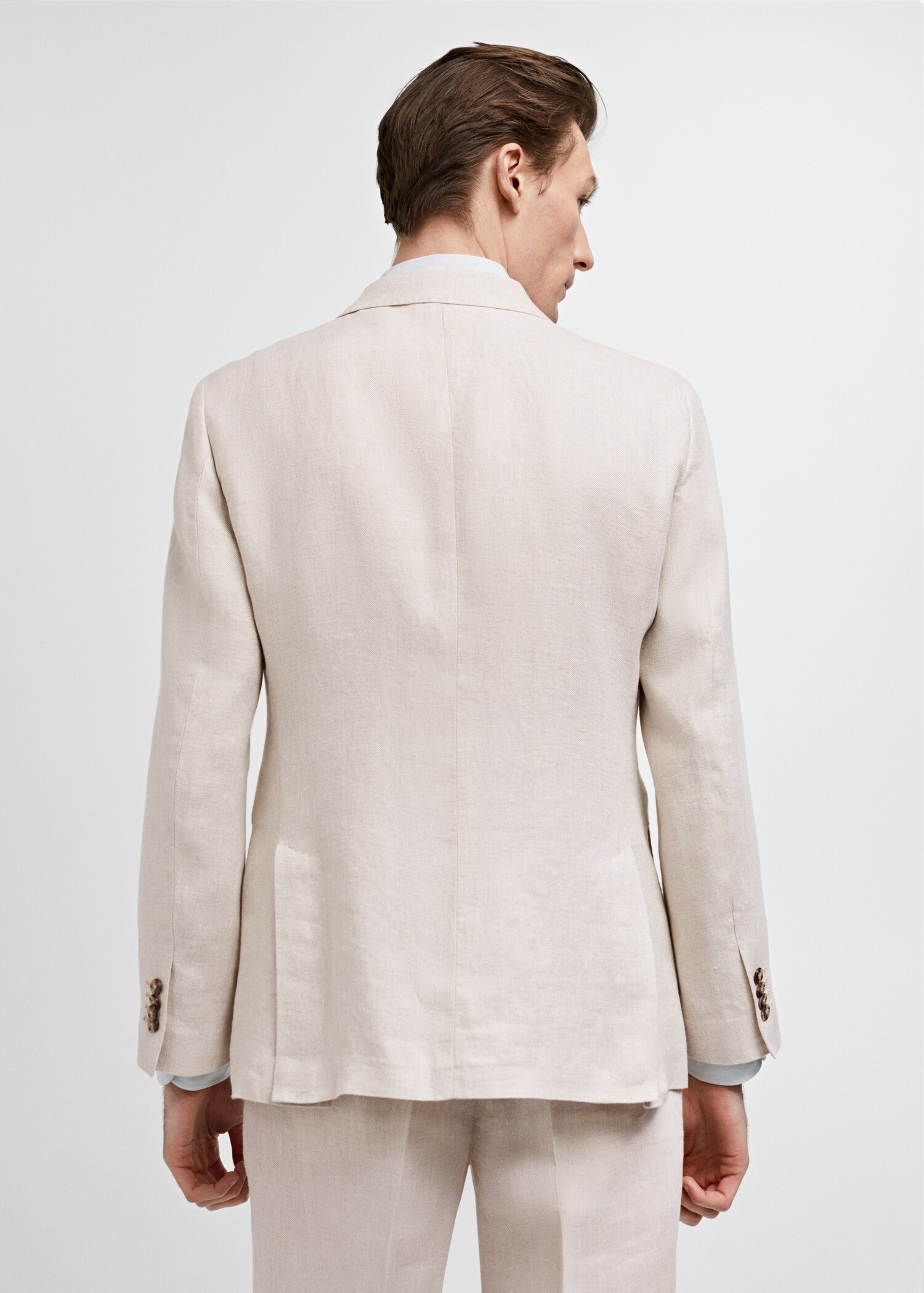 100% linen slim-fit suit blazer - Reverse of the article