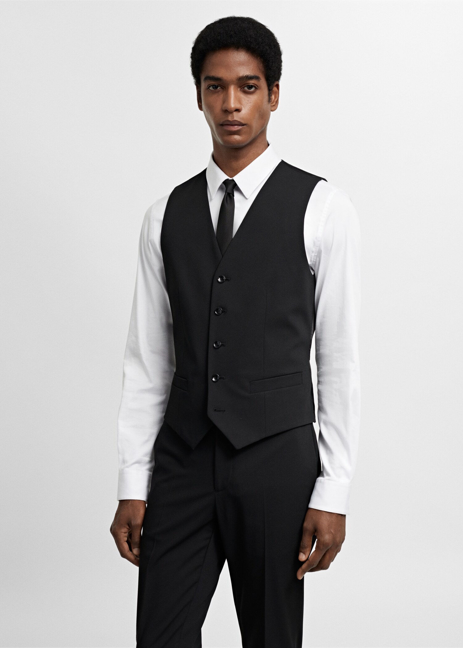 Super slim-fit stretch-fabric suit waistcoat - Medium plane