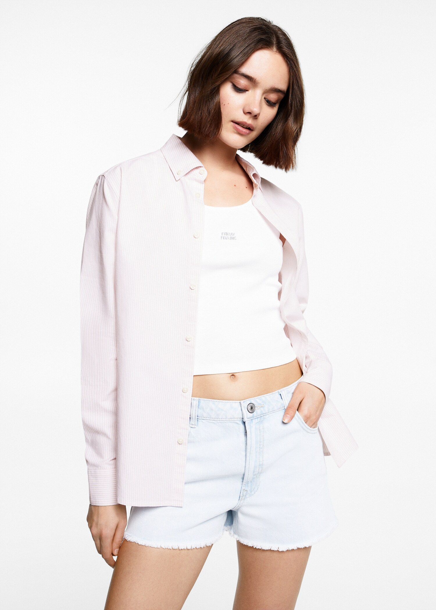 Chemise oxford rayures unisexe - Plan moyen